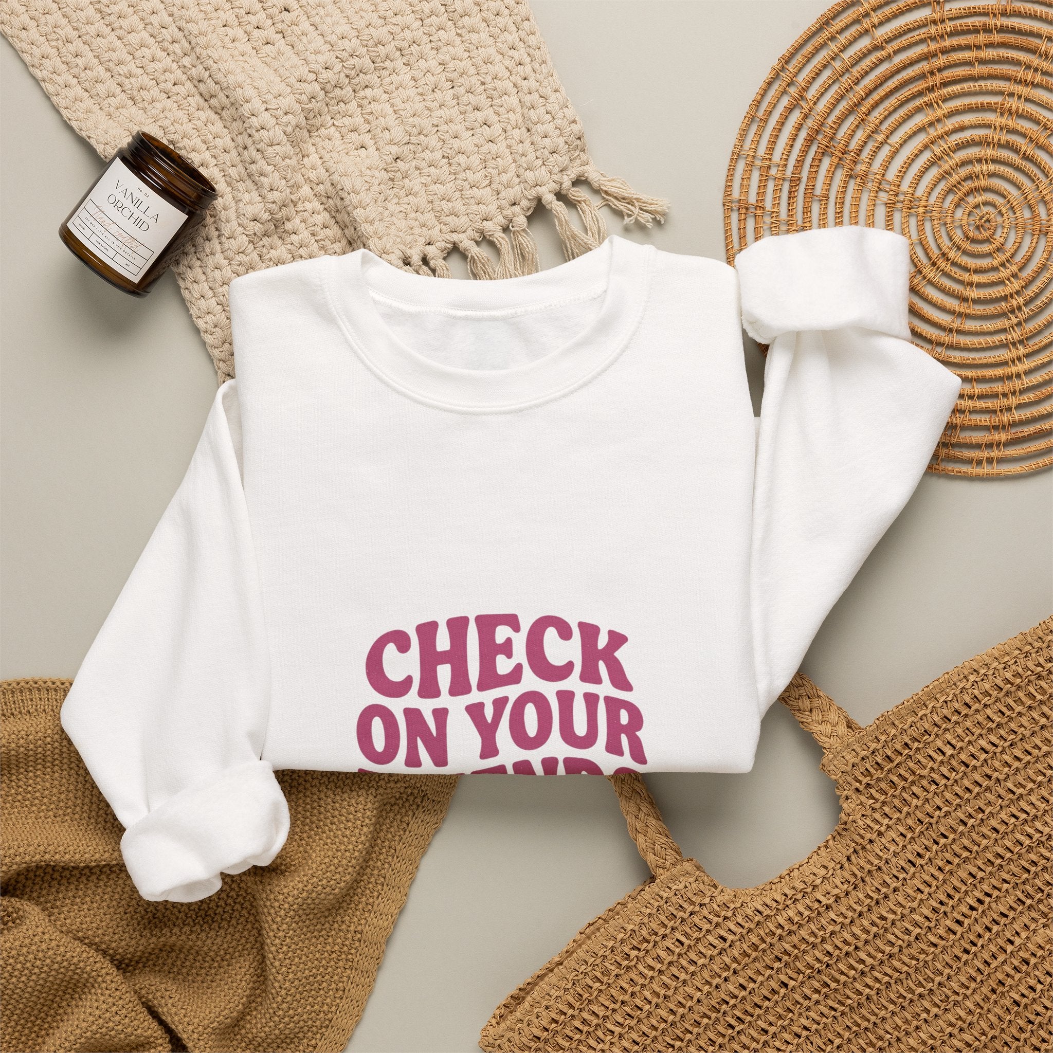 Check On Your Friends Sweatshirt | Mental Health Awareness, Green Ribbon