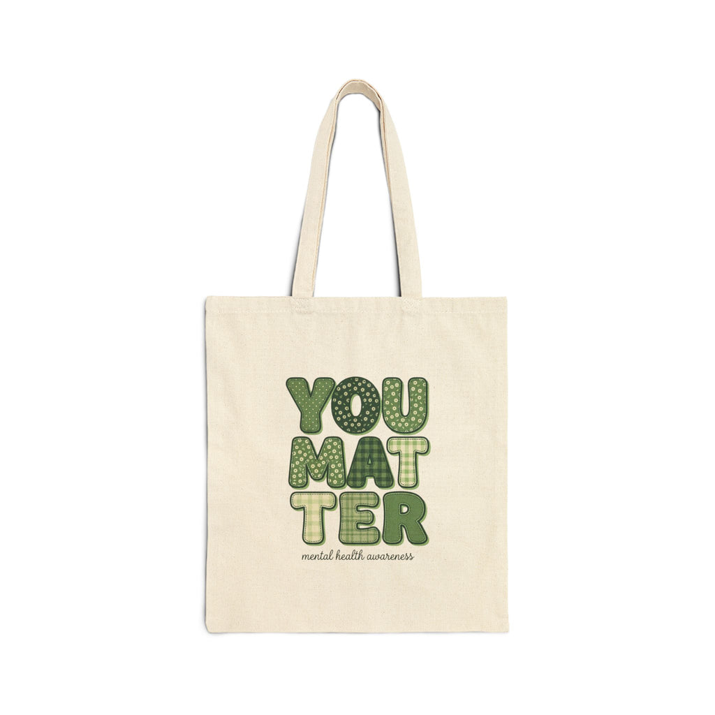 You Matter Tote | Mental Health Awareness, Green Ribbon, Retro Typography