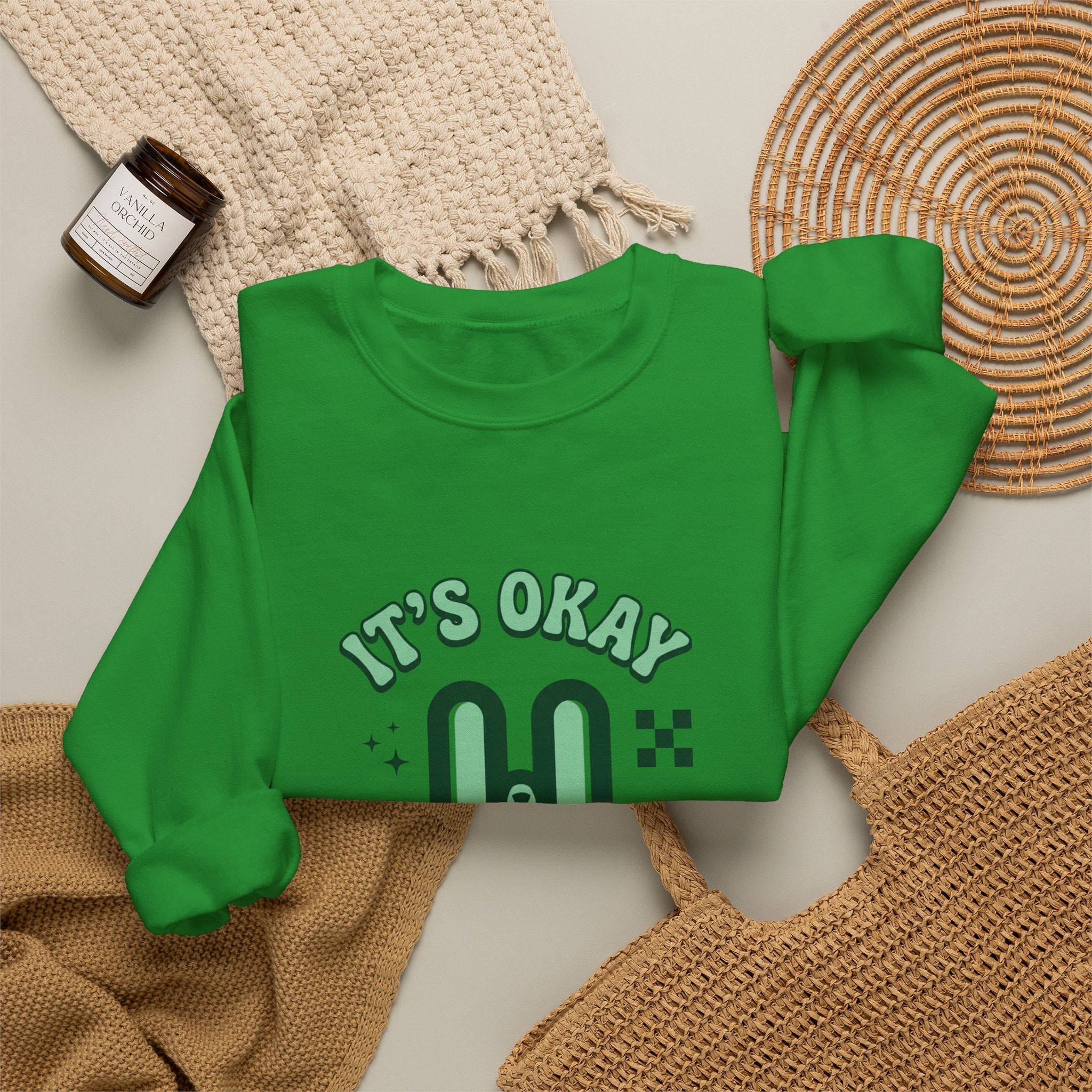 It’s Okay To Pause Sweatshirt | Mental Health Awareness, Green Ribbon