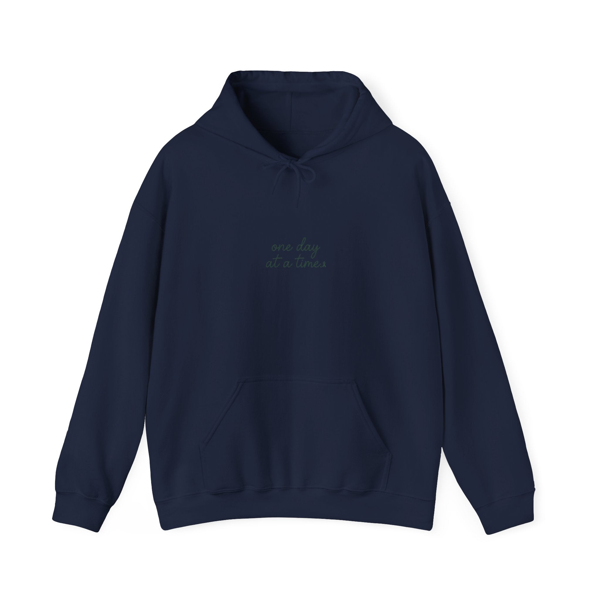 Mental Health Awareness Hoodie – One Day At A Time, Green Ribbon, Unisex Oversized Pullover