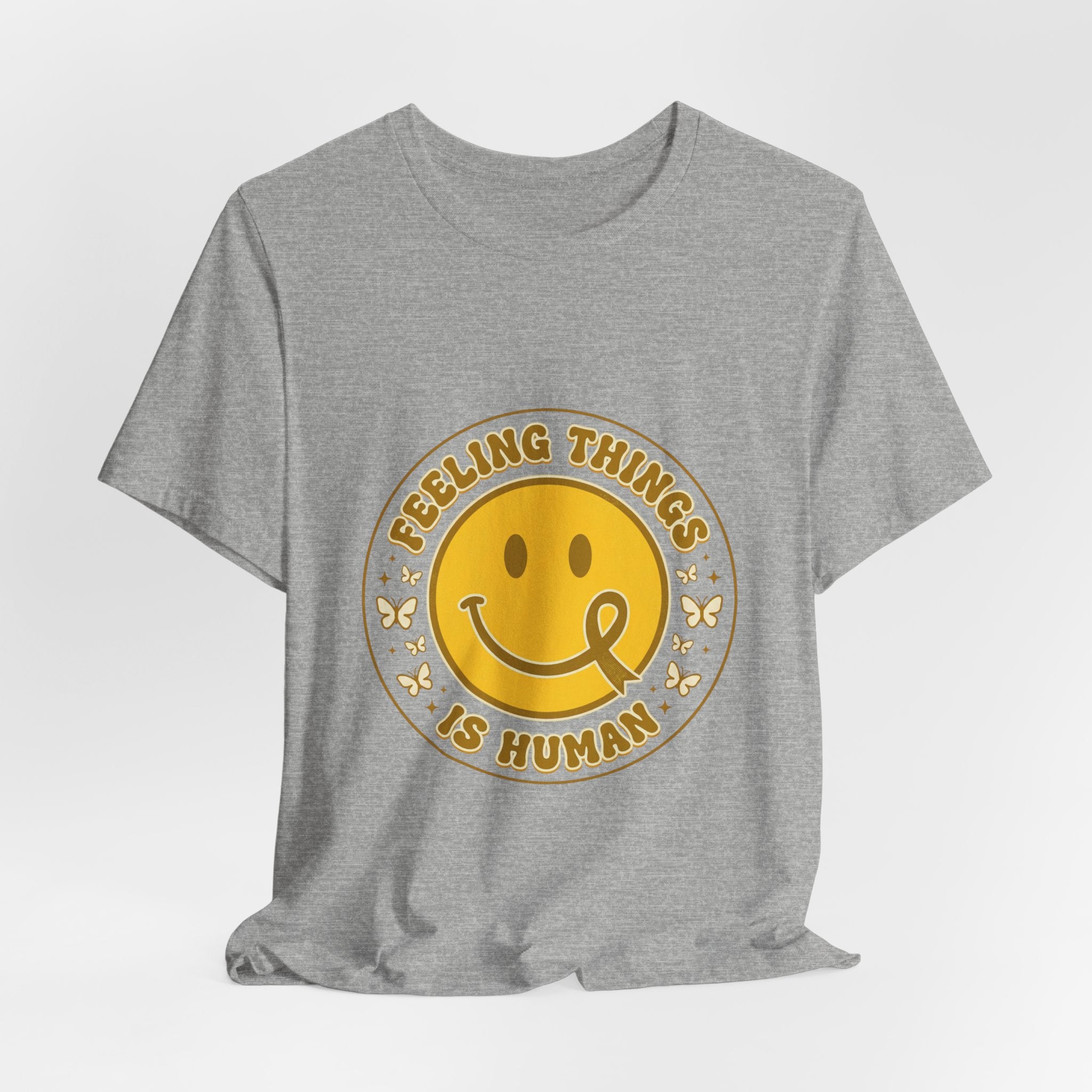 Feeling Things Is Human Tee | Mental Health Awareness, Retro Smiley Design