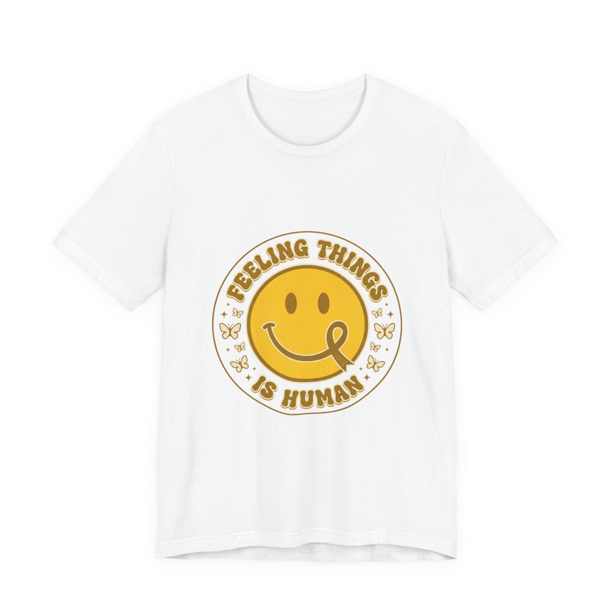 Feeling Things Is Human Tee | Mental Health Awareness, Retro Smiley Design