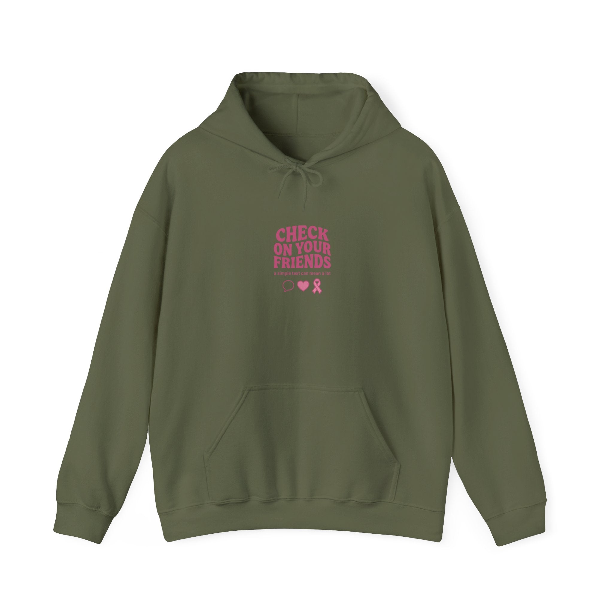 Check On Your Friends Hoodie | Mental Health Awareness, Green Ribbon