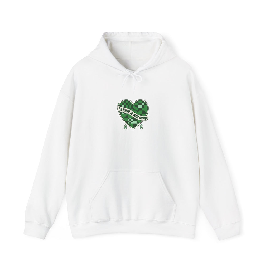 Urbania Mental Health Matters Heart Hoodie – Green Ribbon, Retro Checkerboard, Unisex