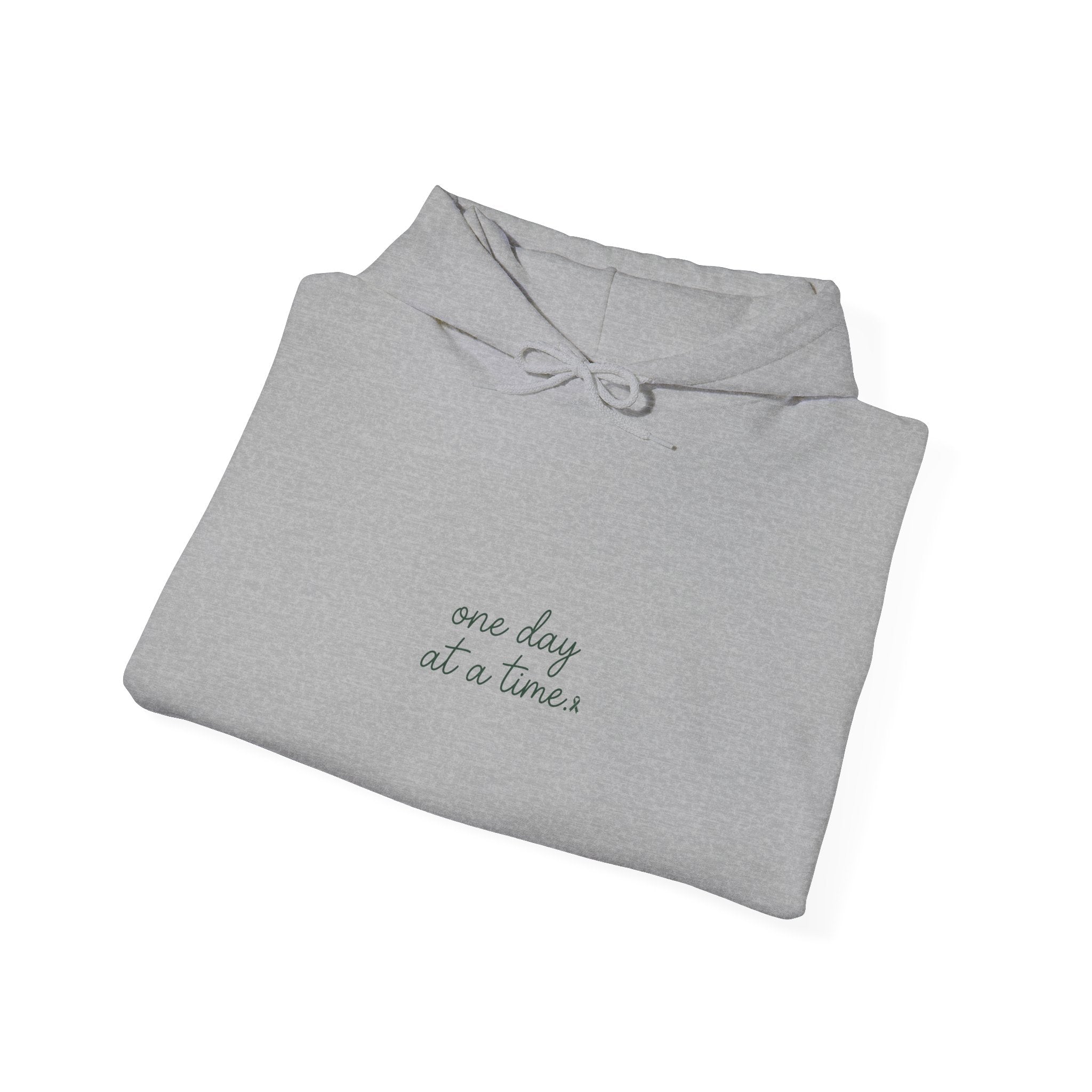 Mental Health Awareness Hoodie – One Day At A Time, Green Ribbon, Unisex Oversized Pullover