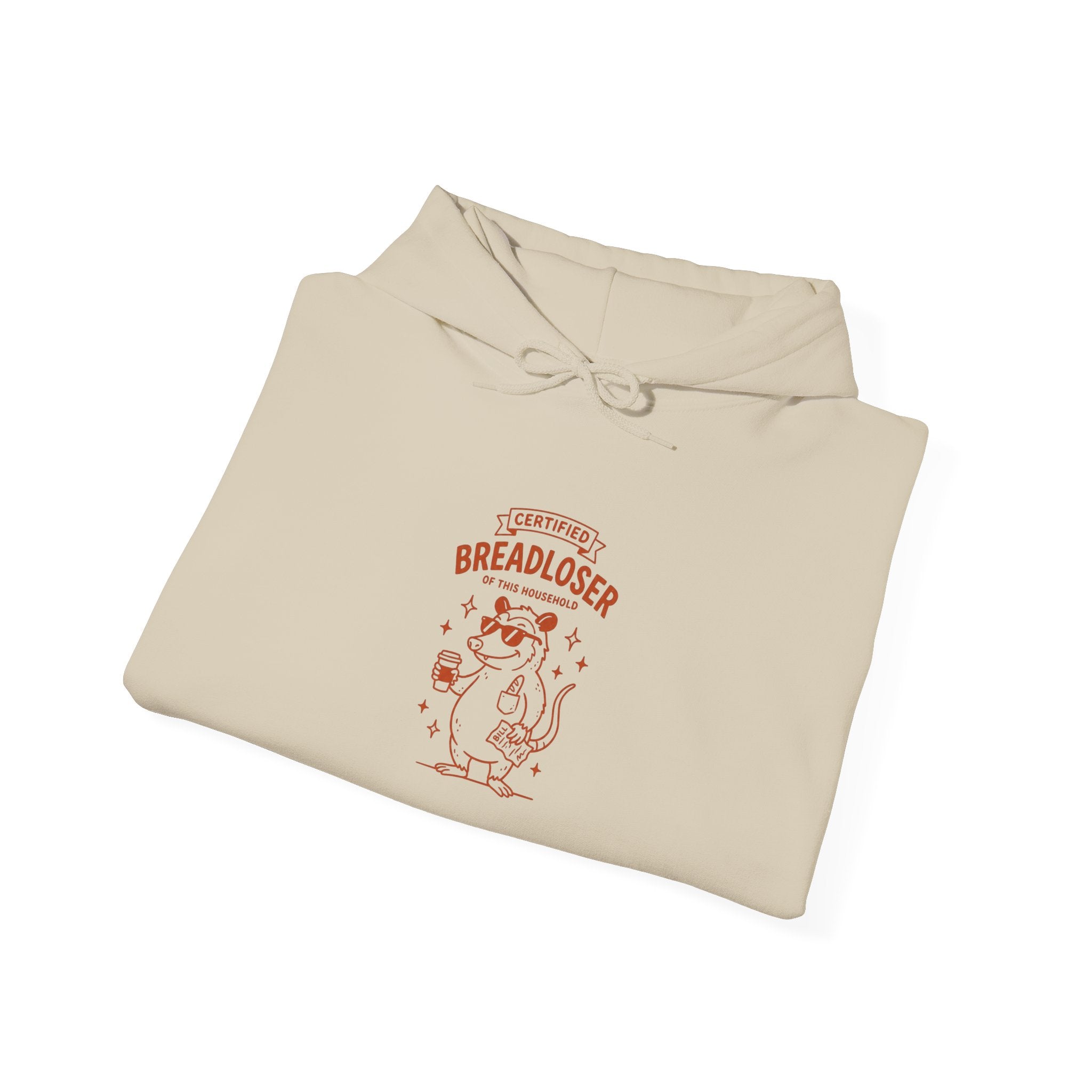 PRIMARY BREADLOSER hoodie | burnout humor doodle, awkward all-caps