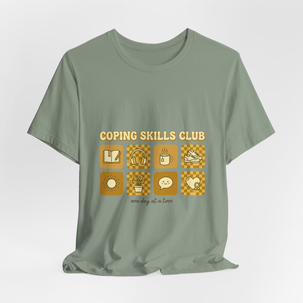 Coping Skills Club Tee | Mental Health Awareness, Retro Green Ribbon