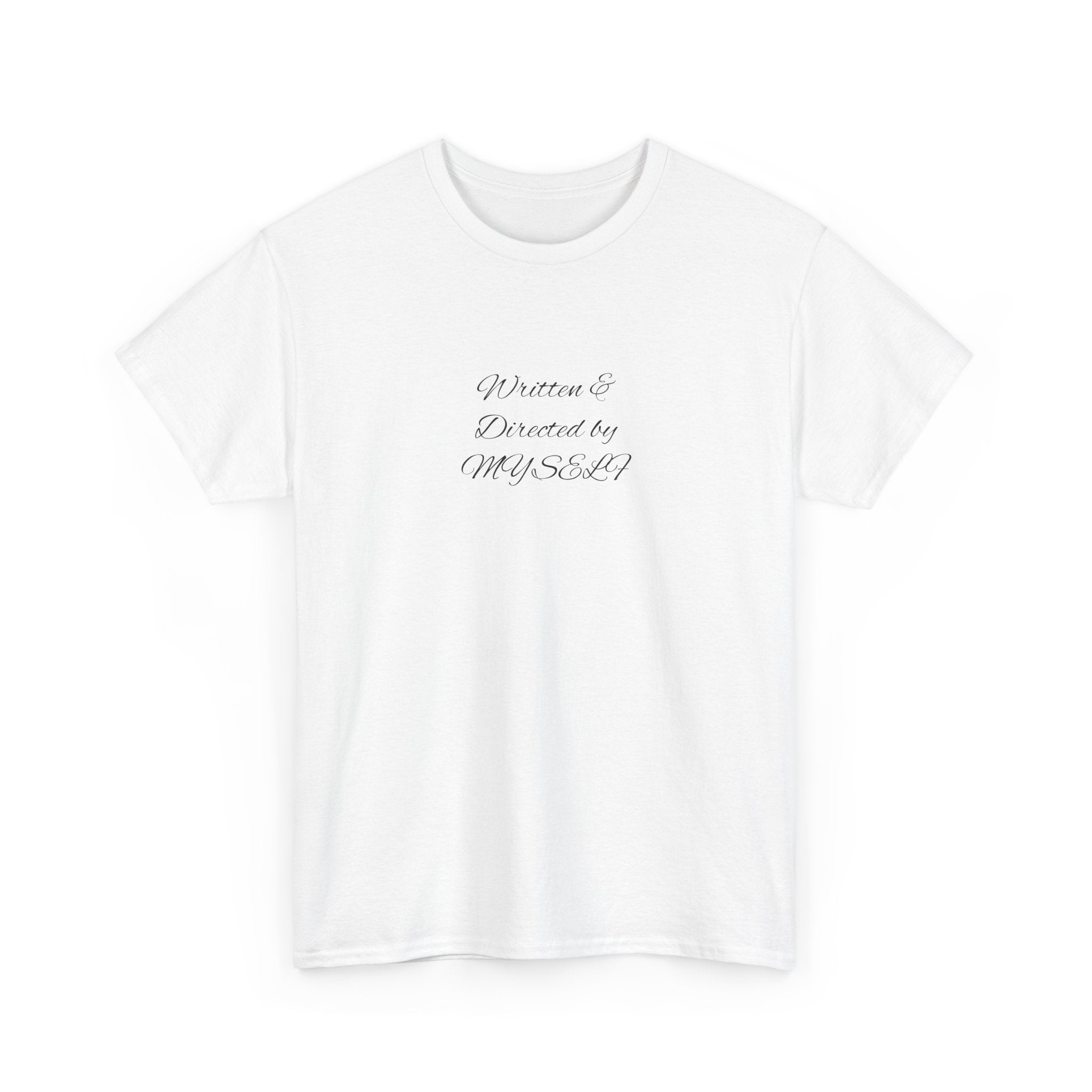 White Script Tee — "Whatever is Dressed On, MUSCLE" Minimalist Cotton T-Shirt