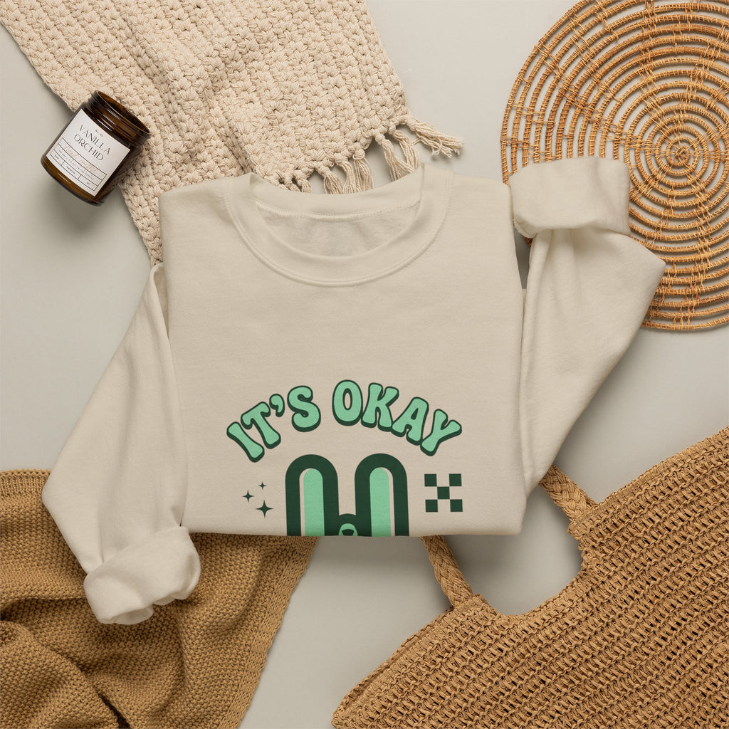 It’s Okay To Pause Sweatshirt | Mental Health Awareness, Green Ribbon