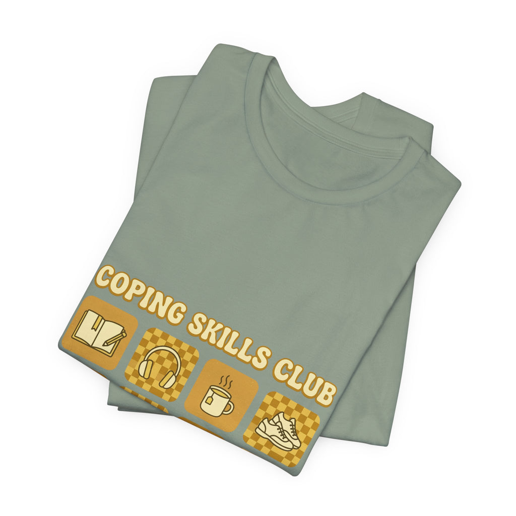 Coping Skills Club Tee | Mental Health Awareness, Retro Green Ribbon