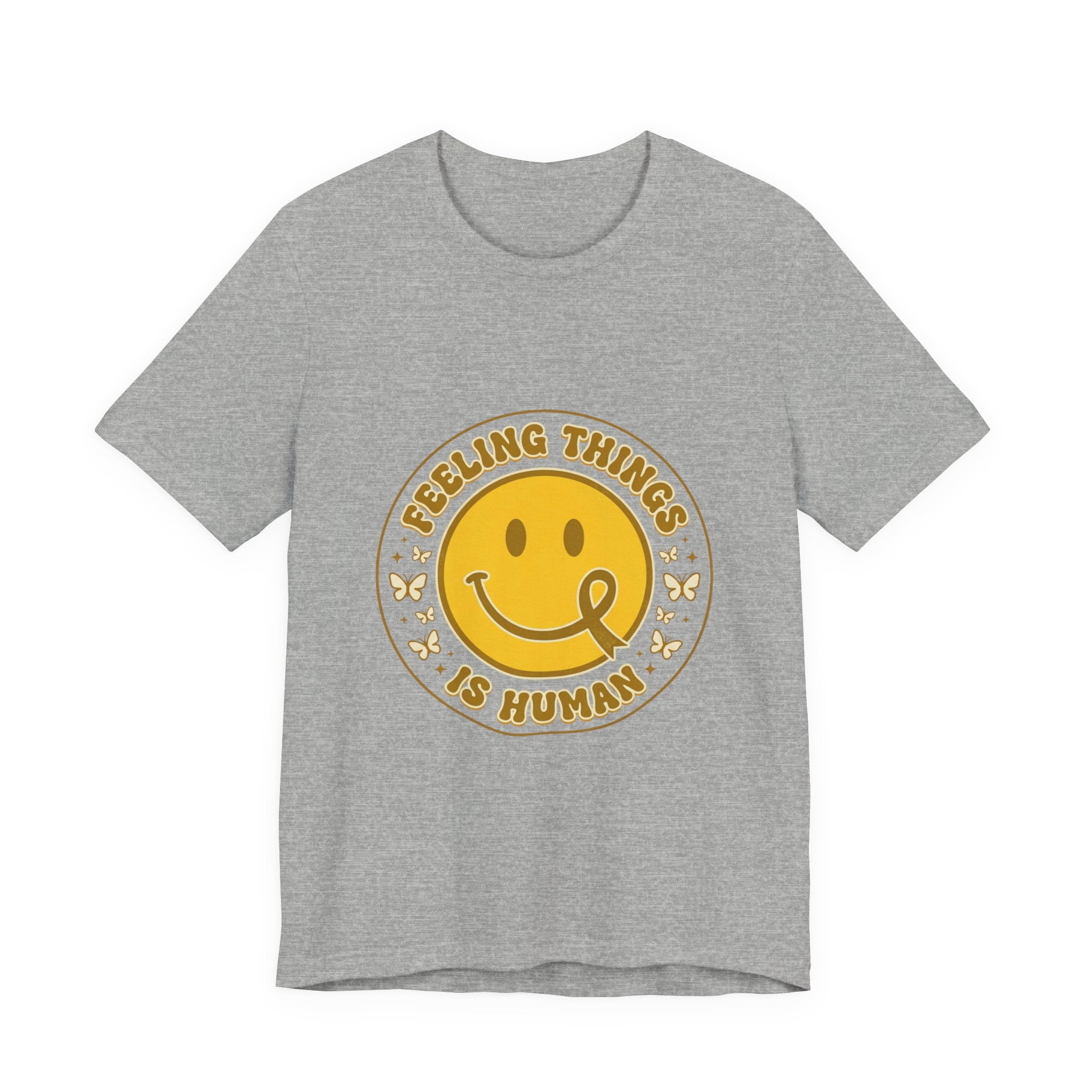 Feeling Things Is Human Tee | Mental Health Awareness, Retro Smiley Design
