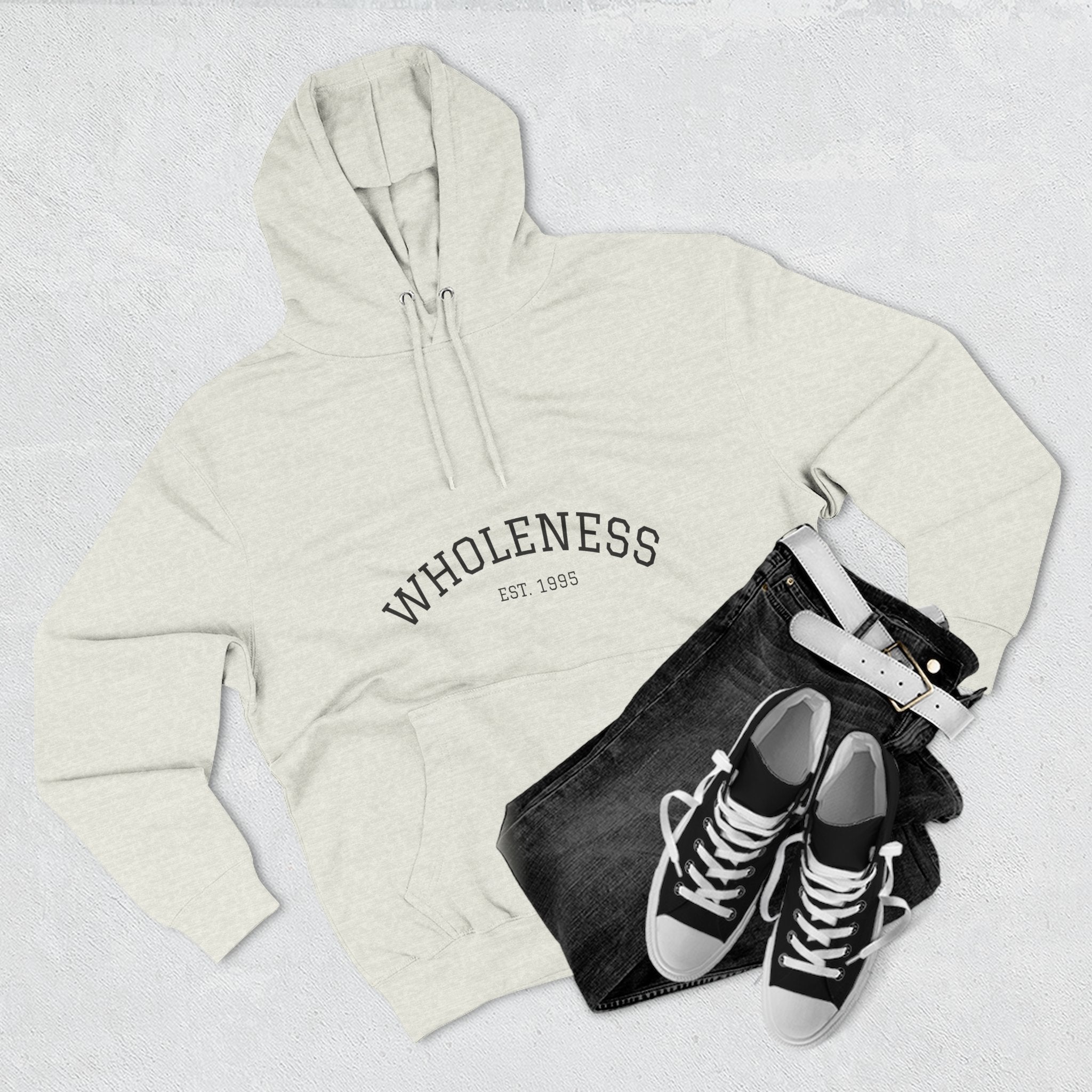 Wholeness Pullover Hoodie – Minimal Arch Logo Fleece Hoodie