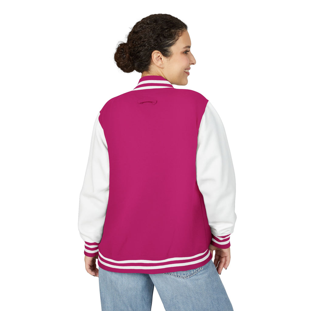Letterman Jacket — Pink Retro 'Happiness' Varsity Jacket