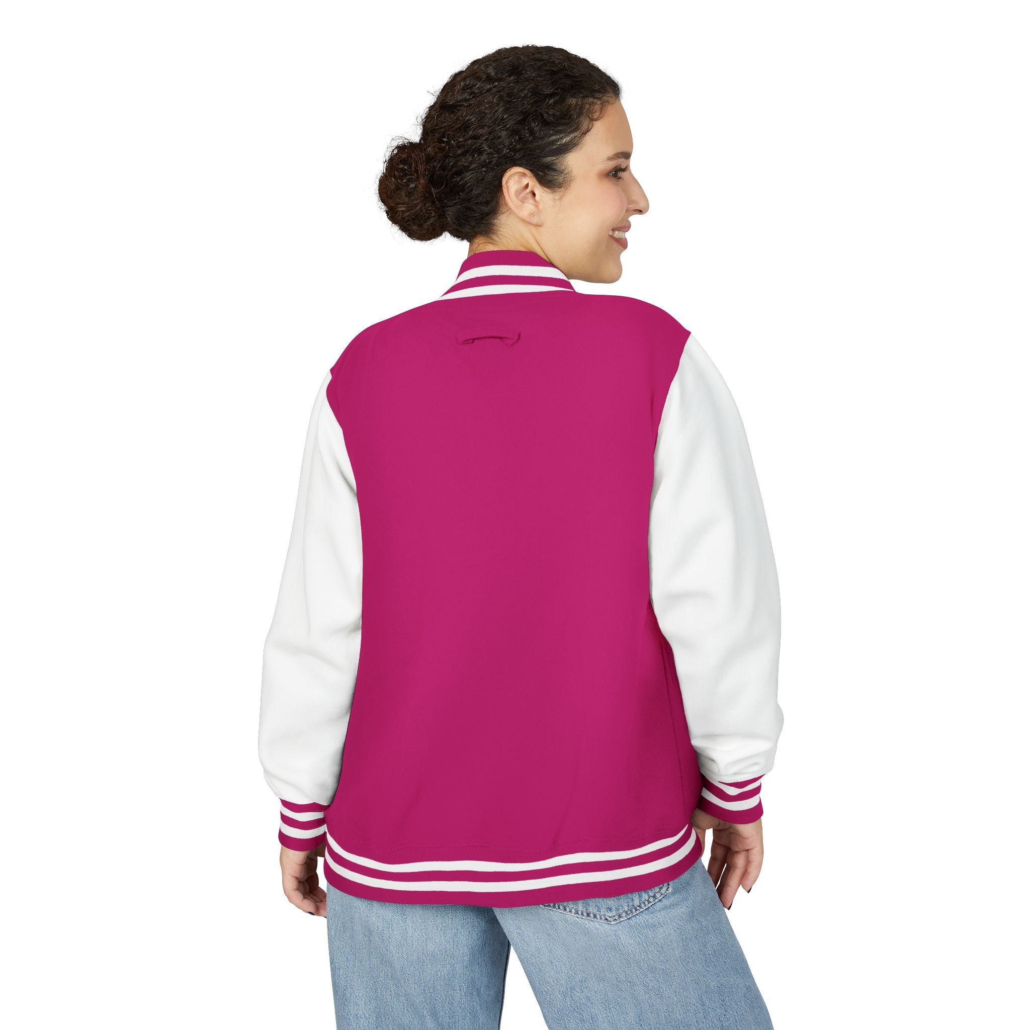 Letterman Jacket — Pink Retro 'Happiness' Varsity Jacket