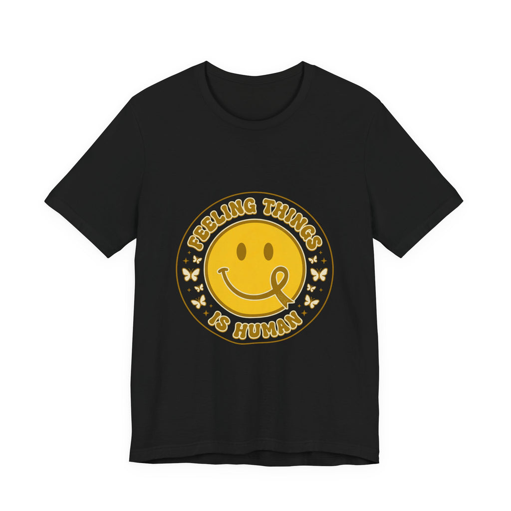 Urbania Feeling Things Is Human T-Shirt – Mental Health Awareness, Retro Smiley Design