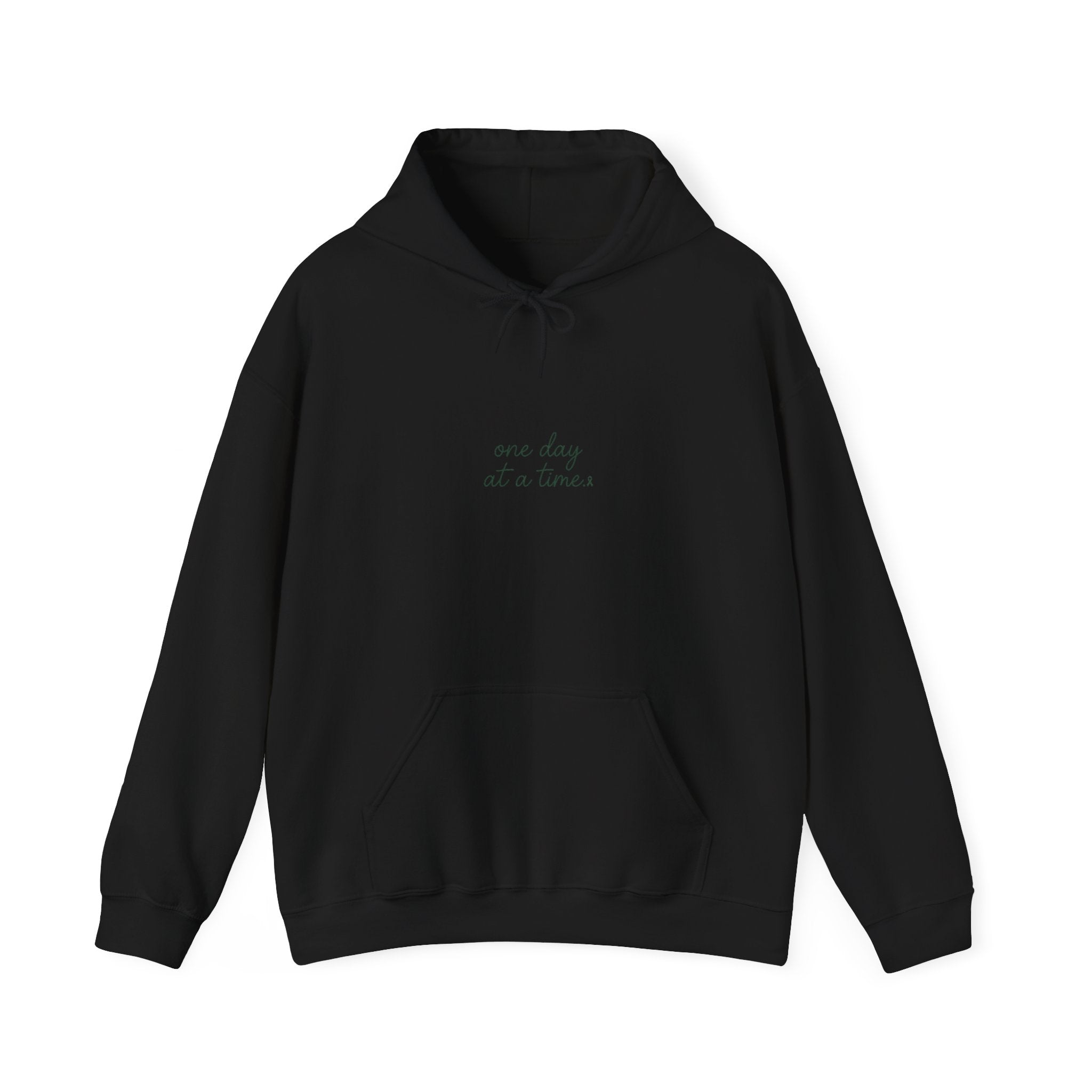 Mental Health Awareness Hoodie – One Day At A Time, Green Ribbon, Unisex Oversized Pullover