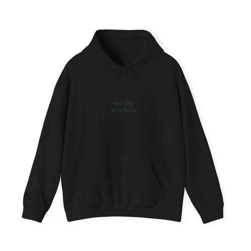 Mental Health Awareness Hoodie – One Day At A Time, Green Ribbon, Unisex Oversized Pullover