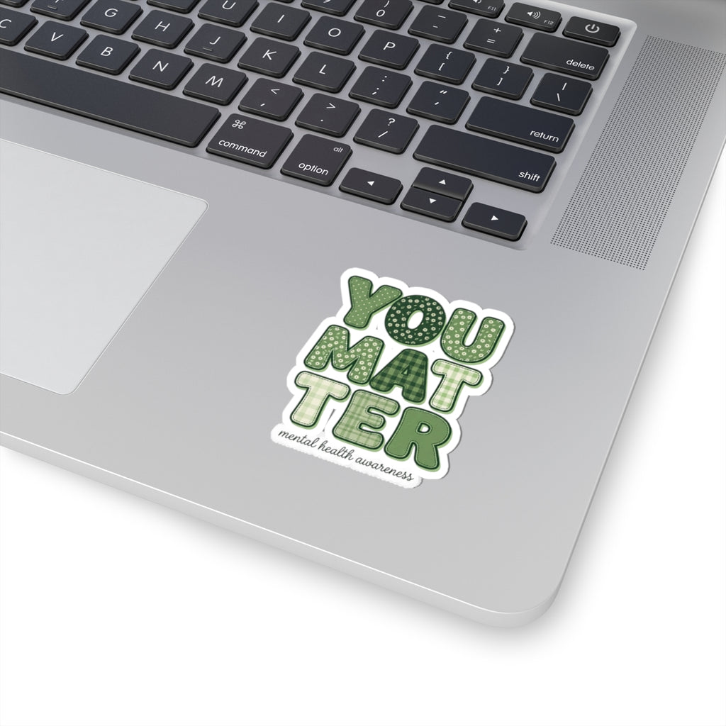You Matter Sticker | Mental Health Awareness, Green Ribbon, Retro Typography