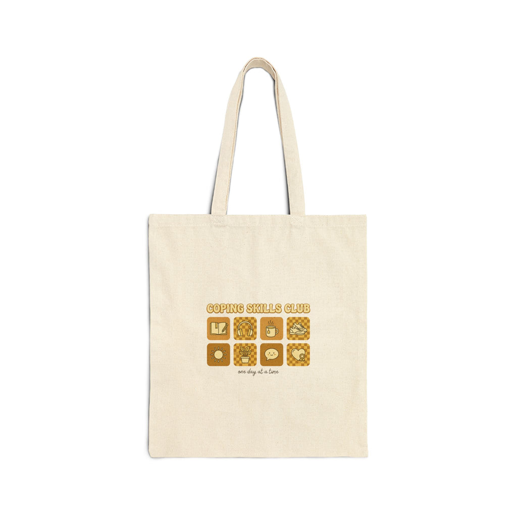 Mental Health Matters Tote Bag | green ribbon, retro smiley, self-care design