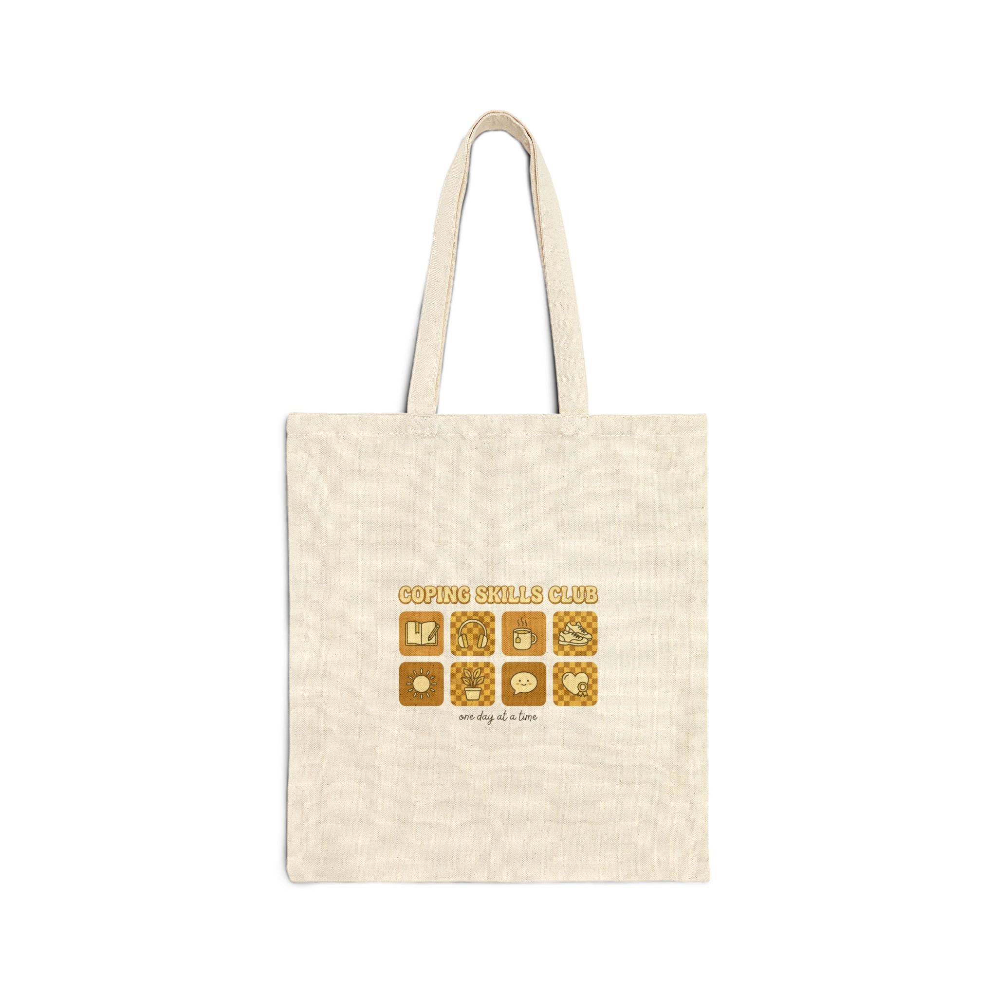Mental Health Matters Tote Bag | green ribbon, retro smiley, self-care design