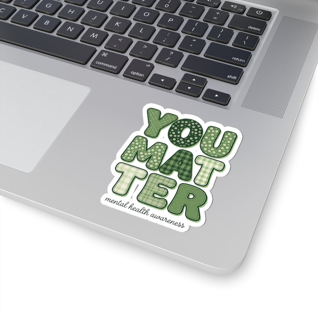 You Matter Sticker | Mental Health Awareness, Green Ribbon, Retro Typography