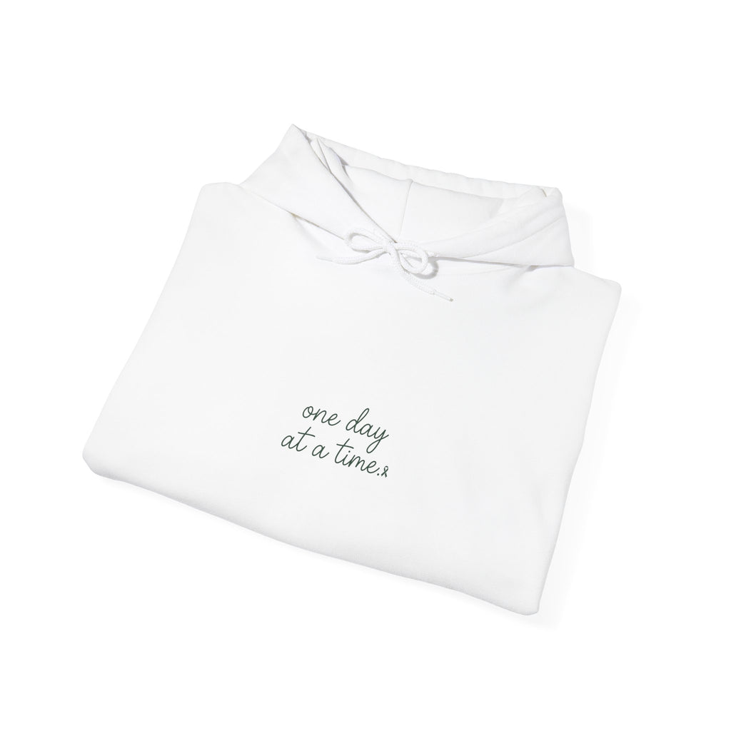 Mental Health Awareness Hoodie – One Day At A Time, Green Ribbon, Unisex Oversized Pullover