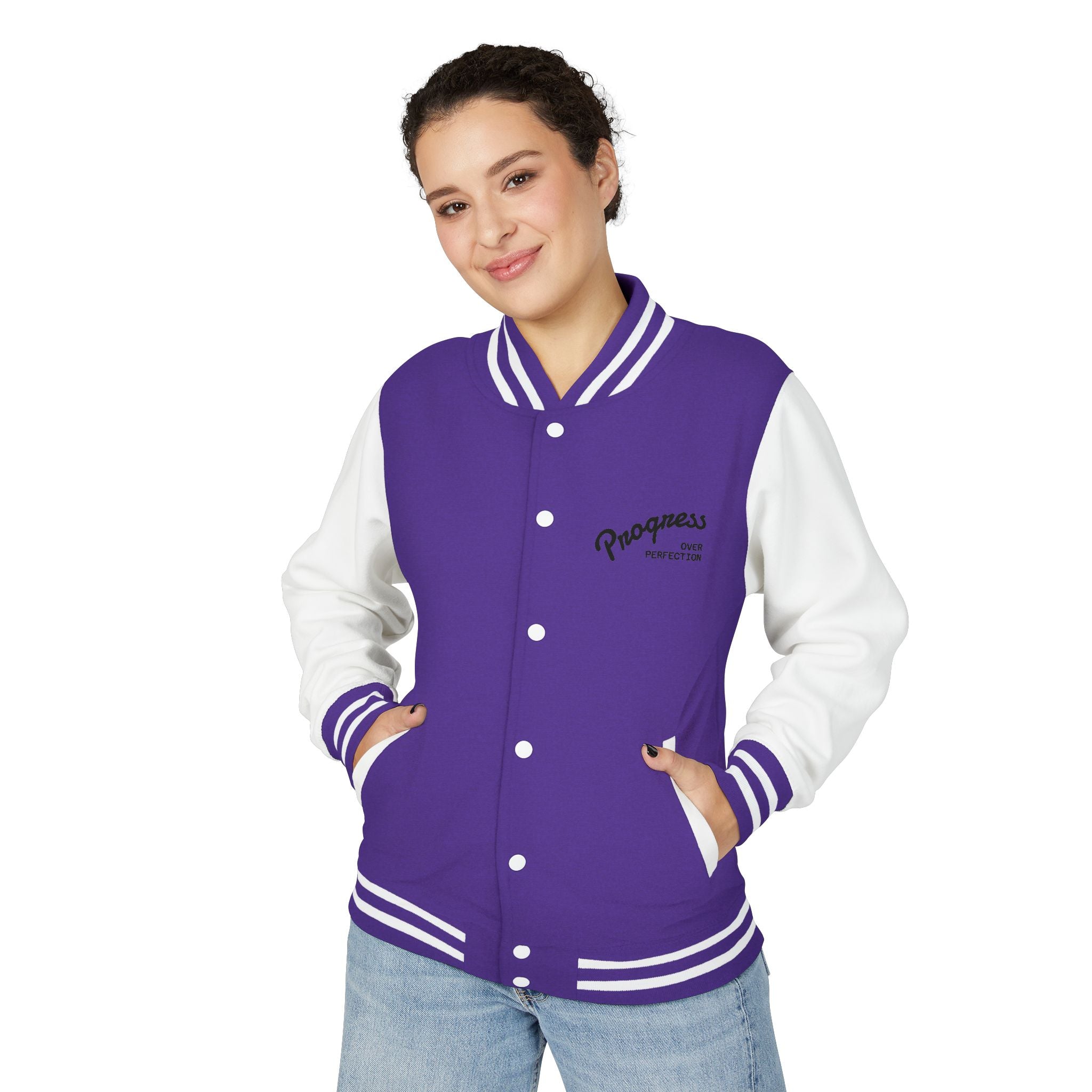 Letterman Jacket — Pink Retro 'Happiness' Varsity Jacket