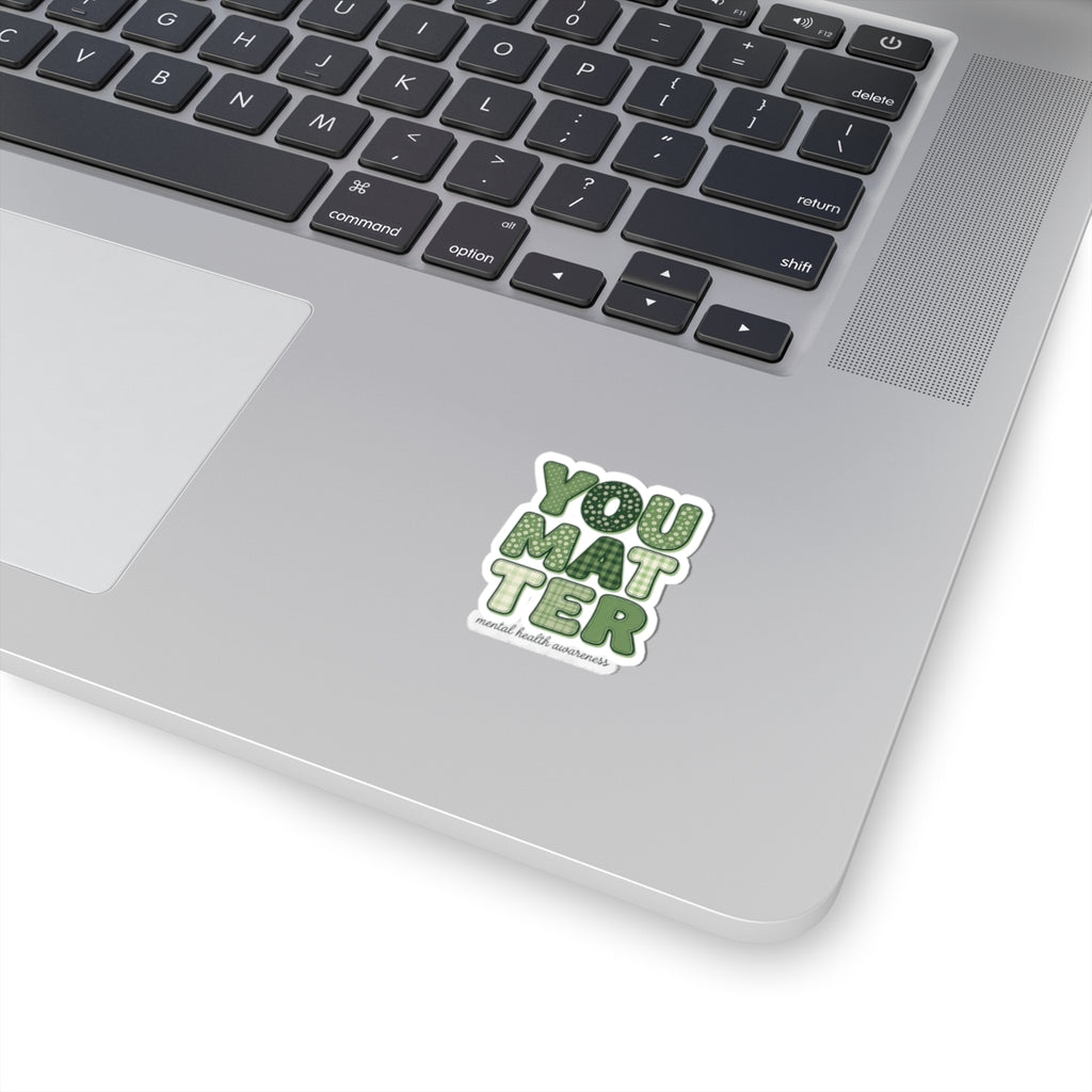 You Matter Sticker | Mental Health Awareness, Green Ribbon, Retro Typography