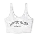 Sarcasm University Sports Bra — Funny College-Style Crop Top