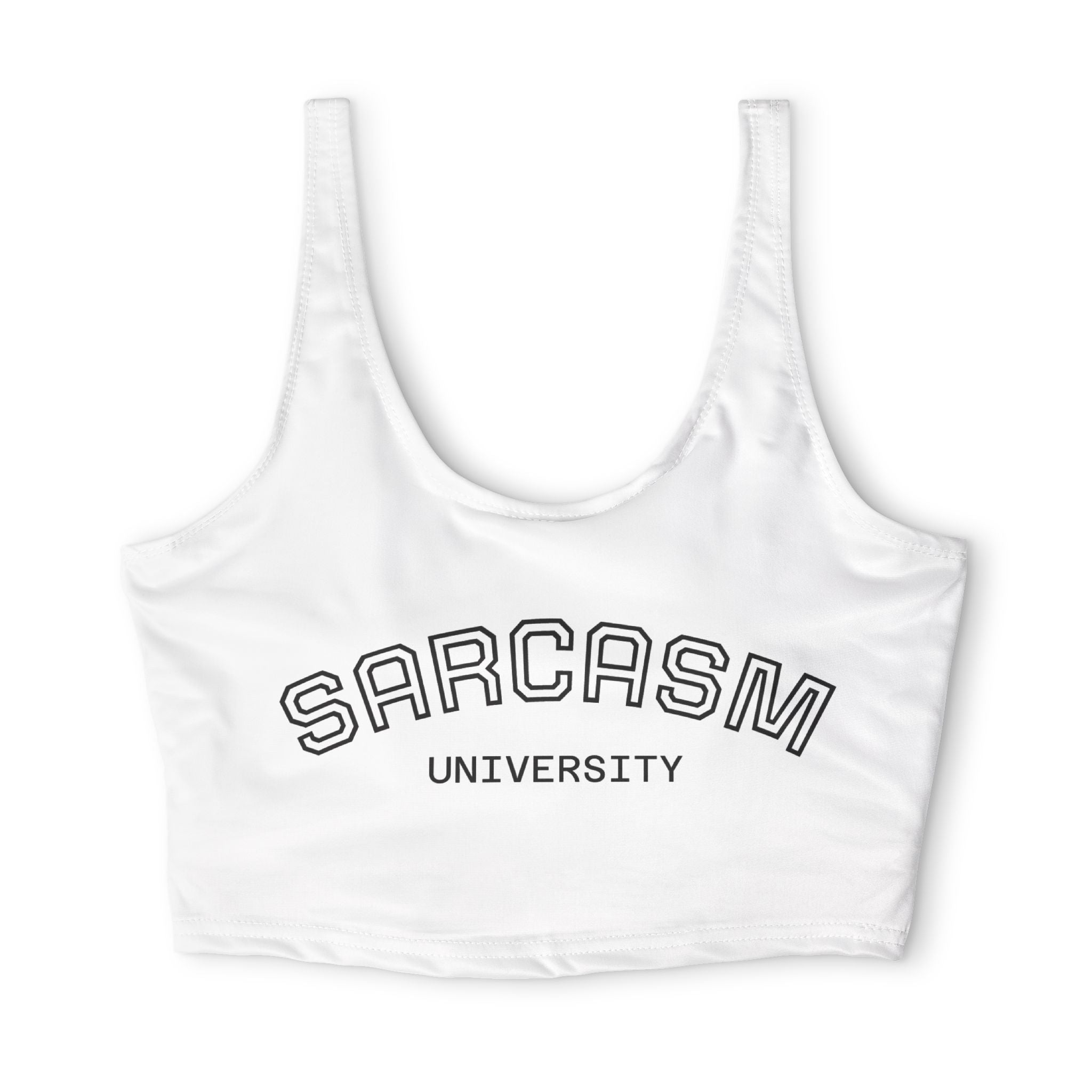 Sarcasm University Sports Bra — Funny College-Style Crop Top