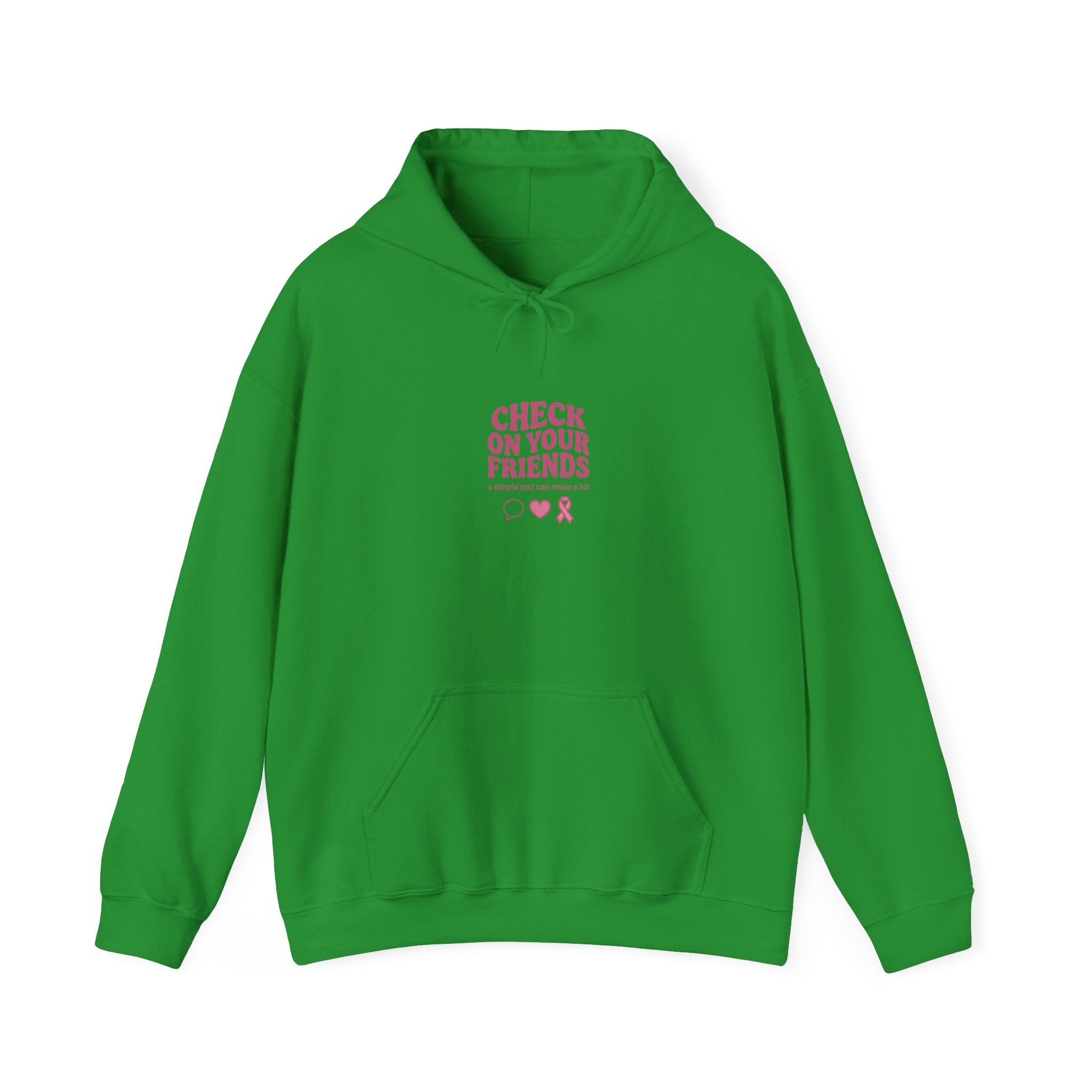 Check On Your Friends Hoodie | Mental Health Awareness, Green Ribbon