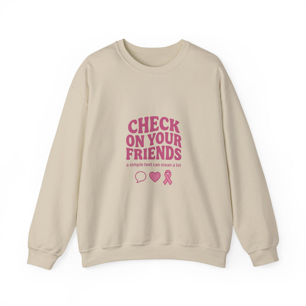 Urbania Check On Your Friends Crewneck Sweatshirt – Mental Health Awareness, Green Ribbon