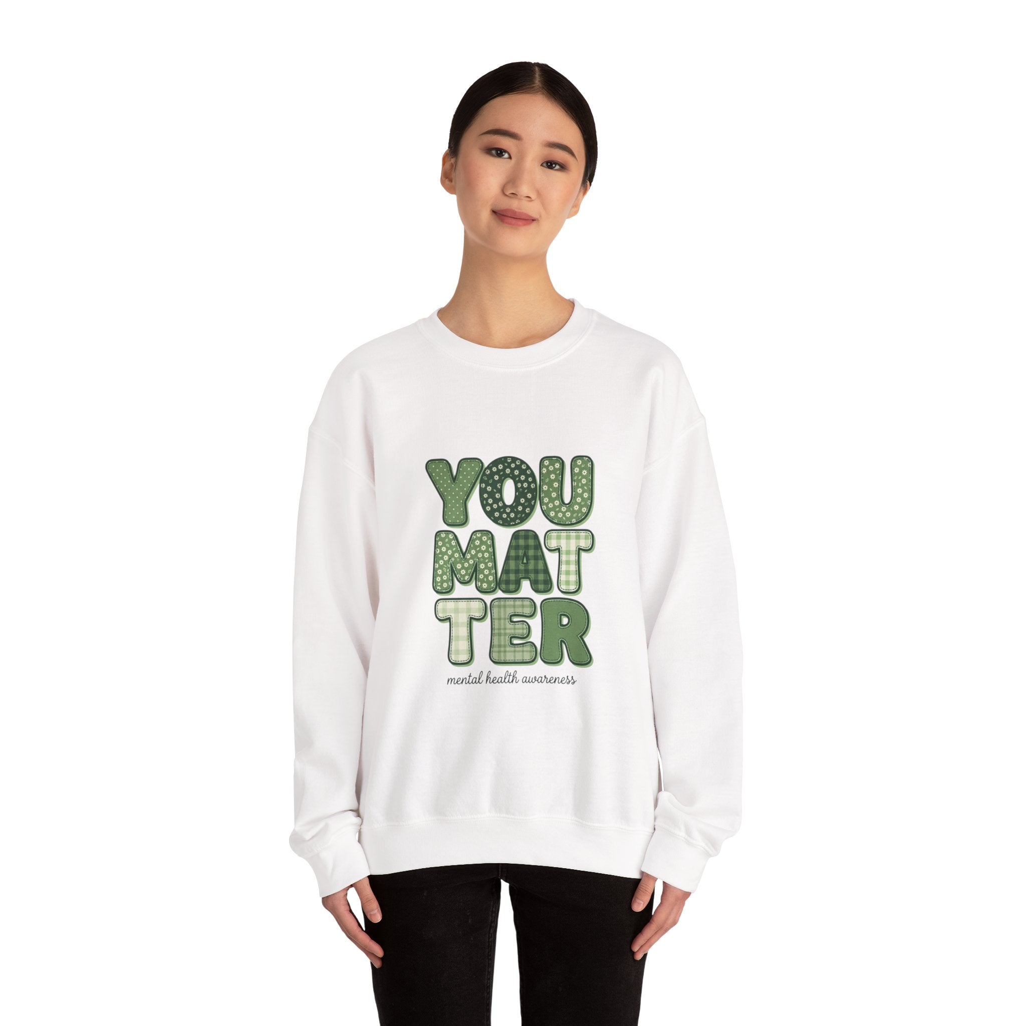 You Matter Sweatshirt | Mental Health Awareness, Green Ribbon Typography