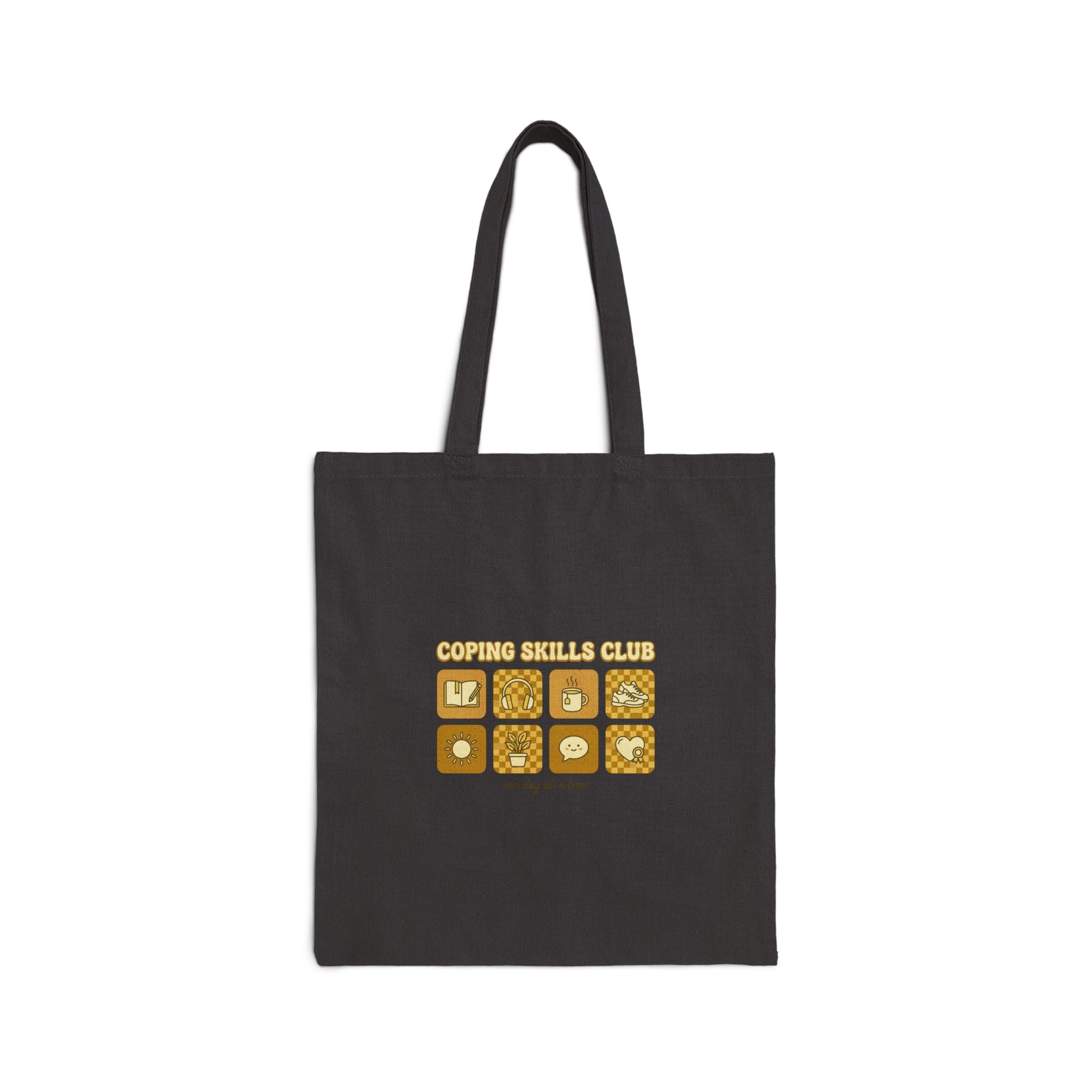 Mental Health Matters Tote Bag | green ribbon, retro smiley, self-care design