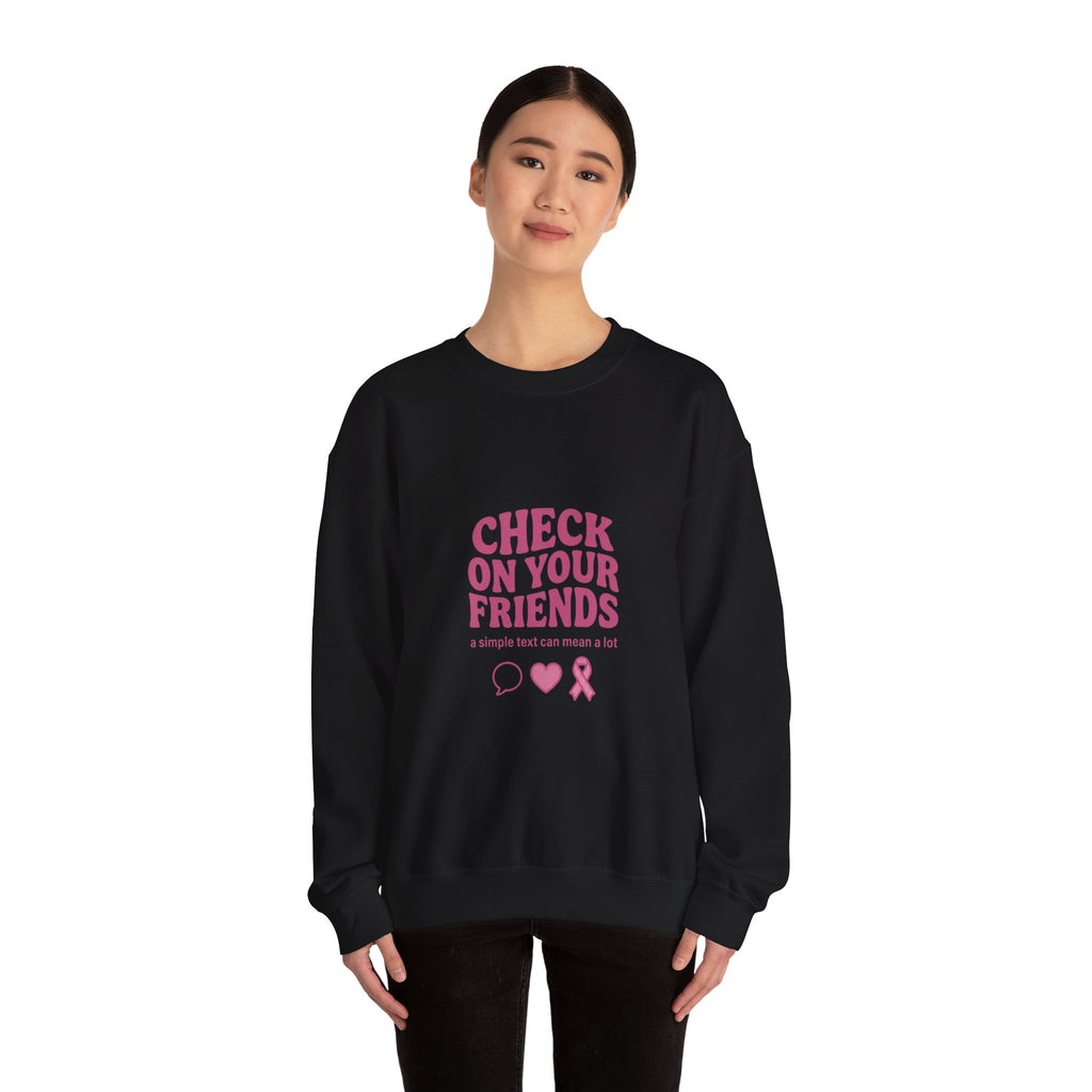 Check On Your Friends Sweatshirt | Mental Health Awareness, Green Ribbon