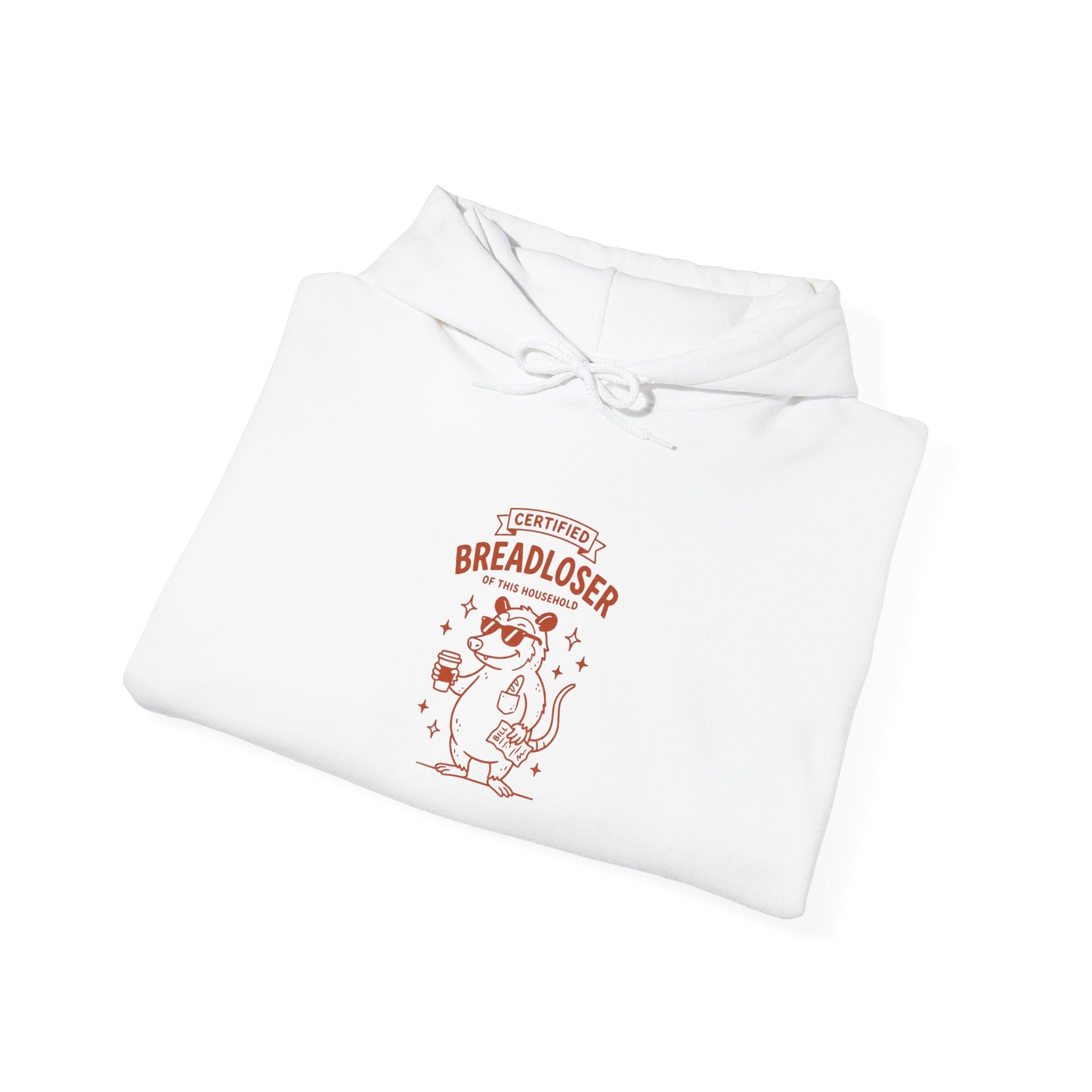 PRIMARY BREADLOSER hoodie | burnout humor doodle, awkward all-caps