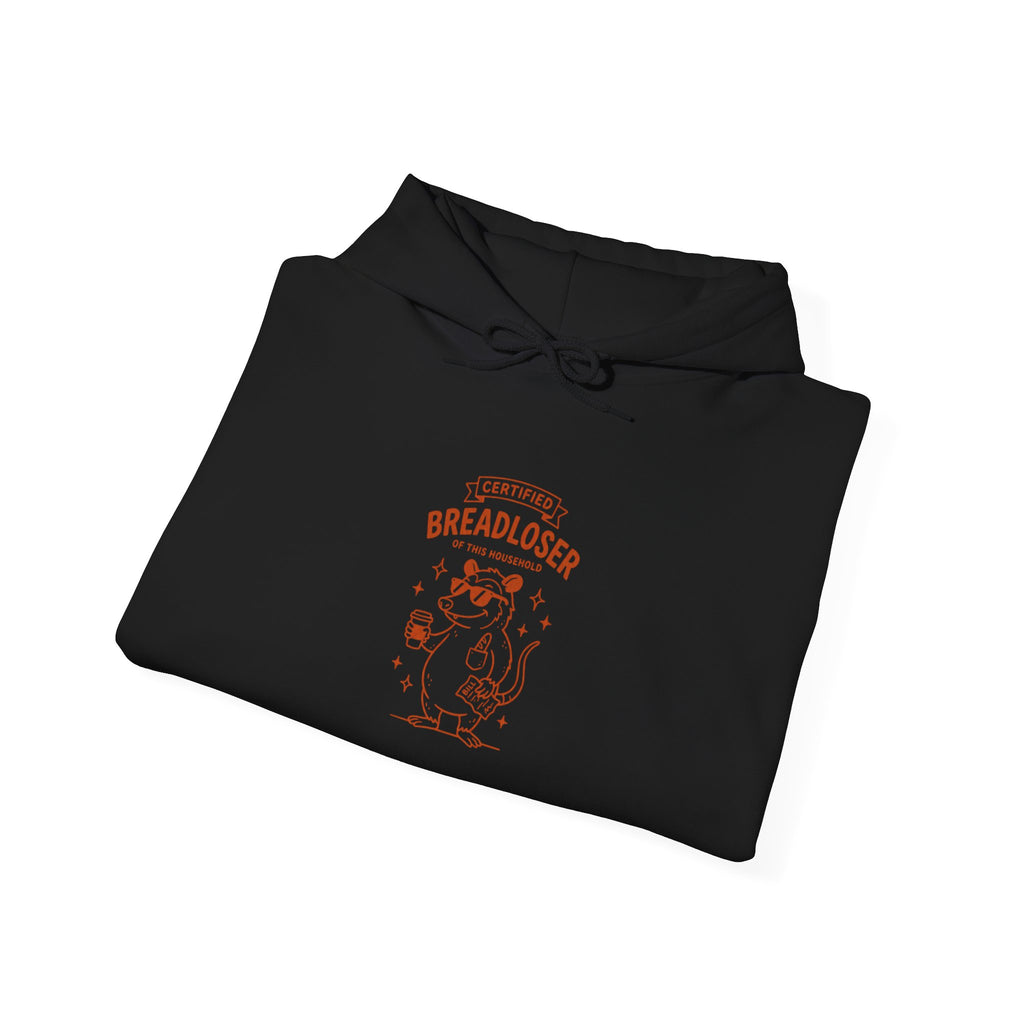 PRIMARY BREADLOSER hoodie | burnout humor doodle, awkward all-caps