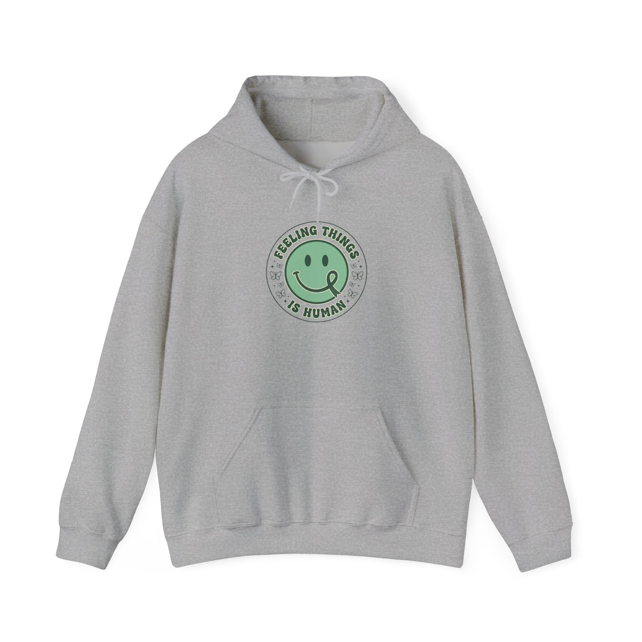 Feeling Things Is Human Hoodie | Mental Health Awareness, Green Ribbon