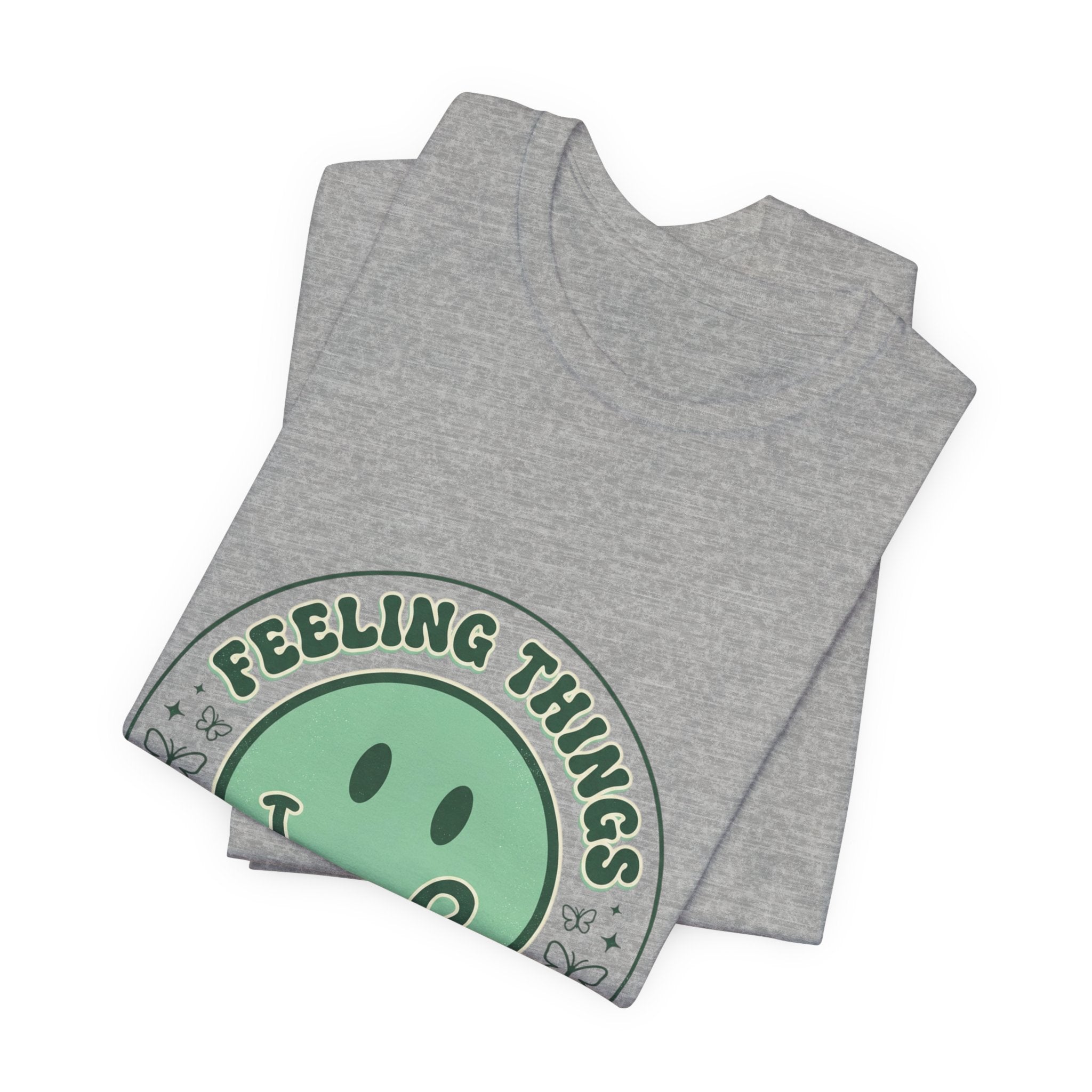 Feeling Things Is Human Tee | Mental Health Awareness, Green Ribbon Smiley