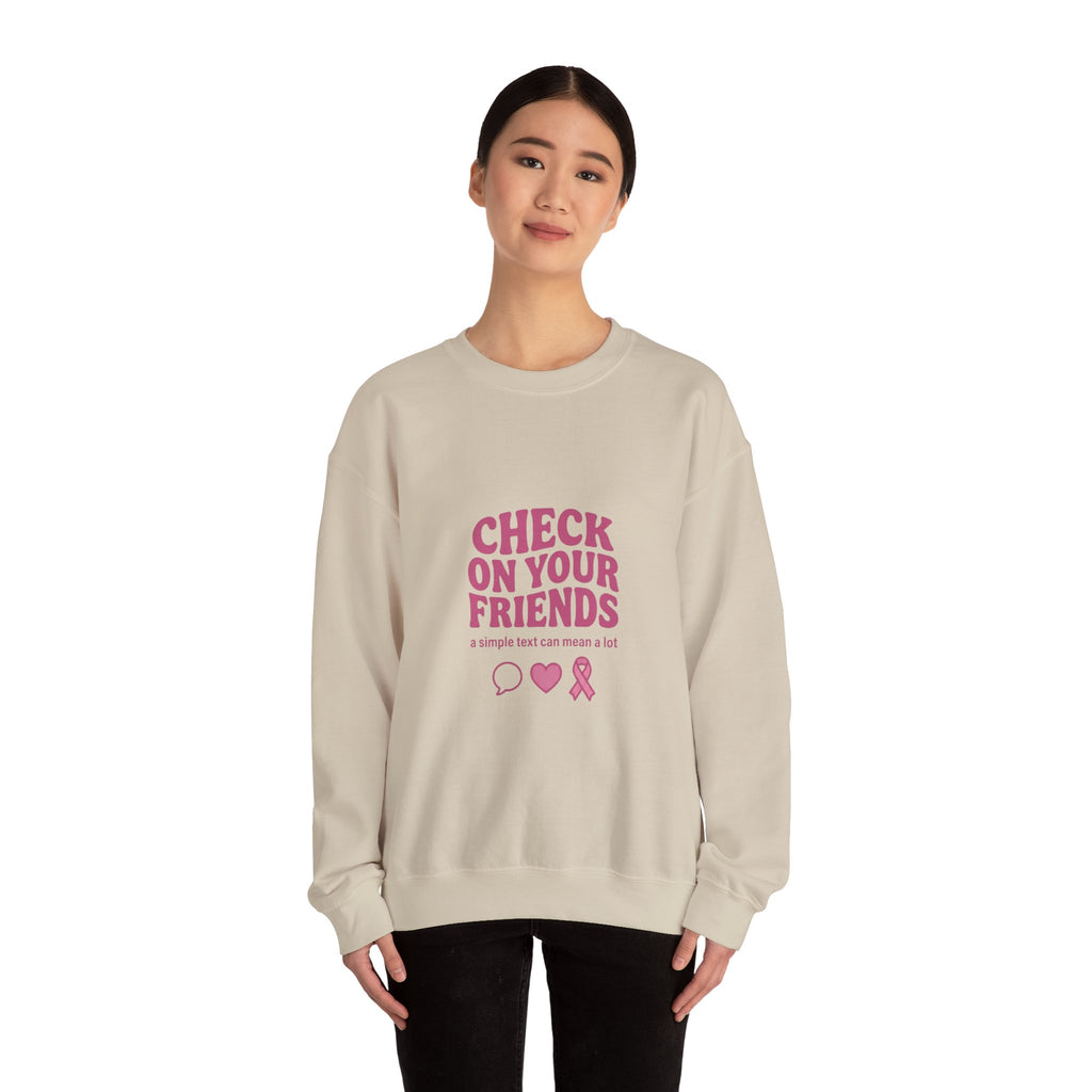 Check On Your Friends Sweatshirt | Mental Health Awareness, Green Ribbon