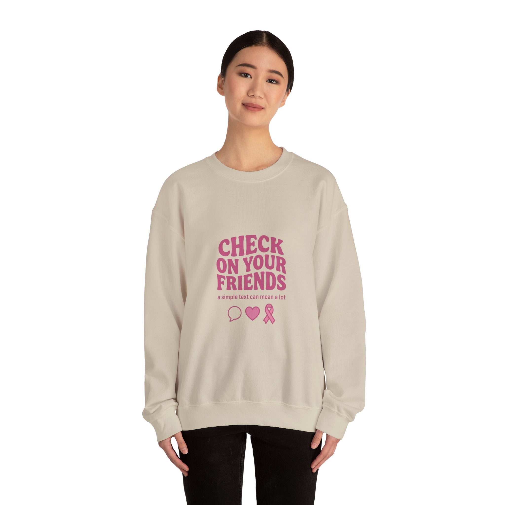 Check On Your Friends Sweatshirt | Mental Health Awareness, Green Ribbon