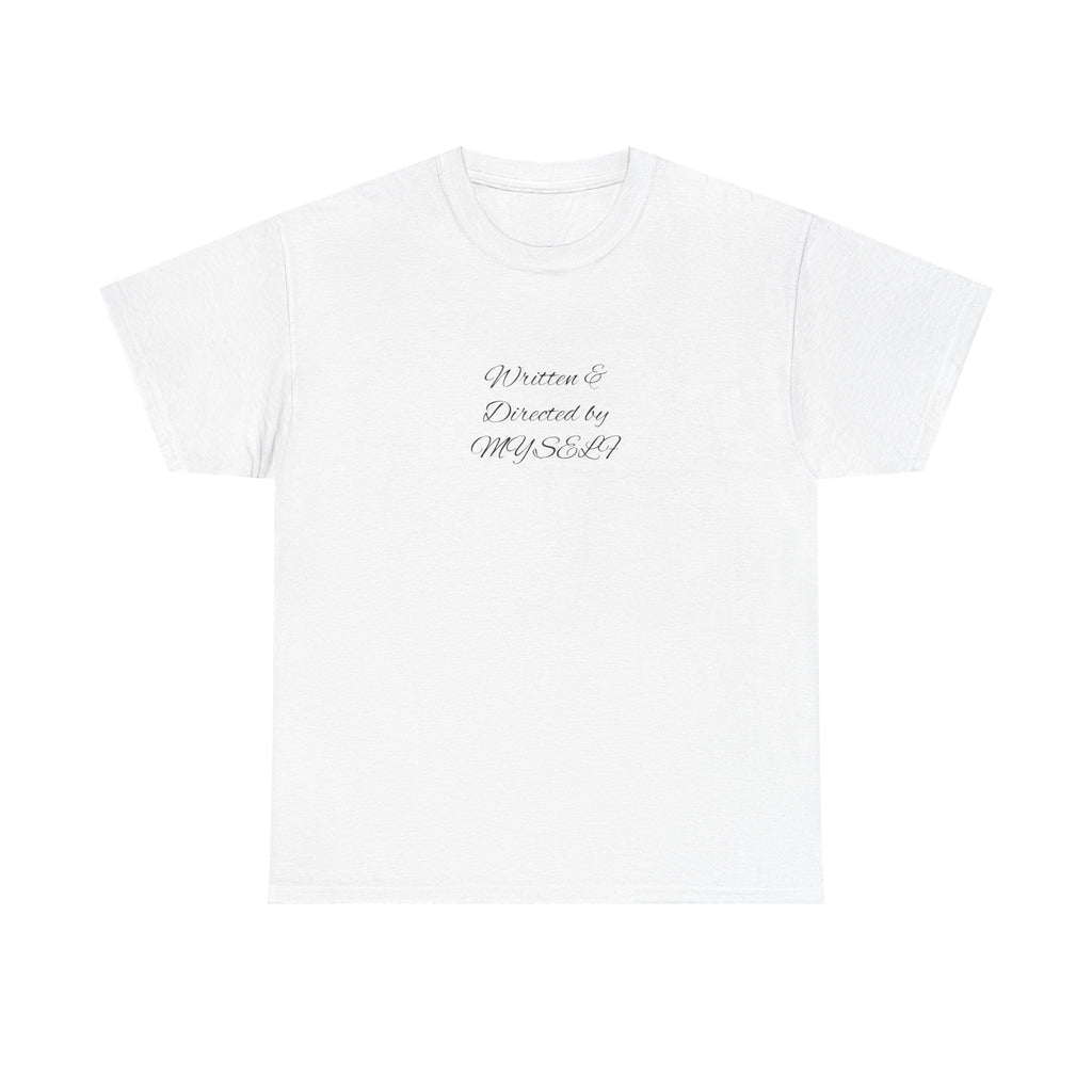 White Script Tee — "Whatever is Dressed On, MUSCLE" Minimalist Cotton T-Shirt