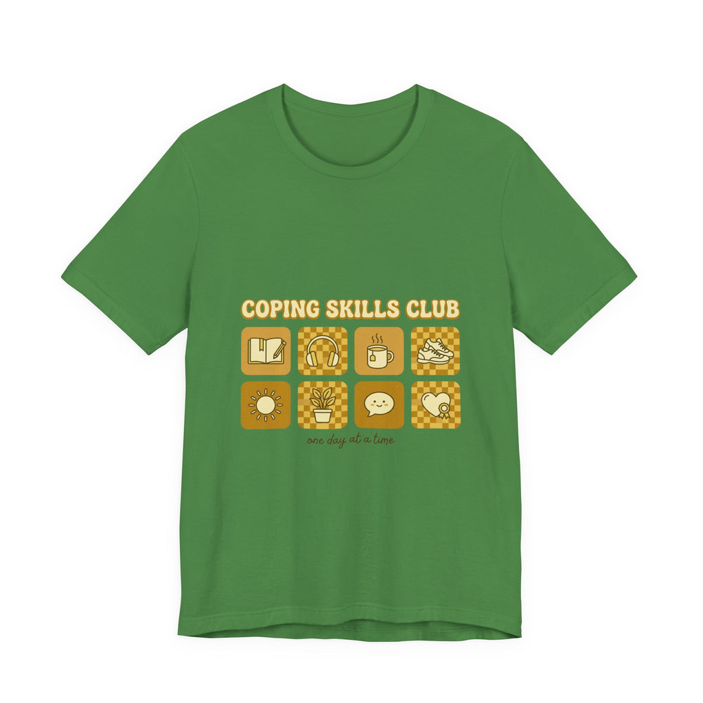 Coping Skills Club Tee | Mental Health Awareness, Retro Green Ribbon