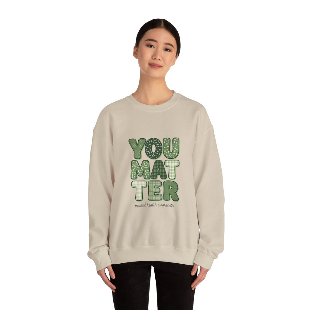 You Matter Sweatshirt | Mental Health Awareness, Green Ribbon Typography
