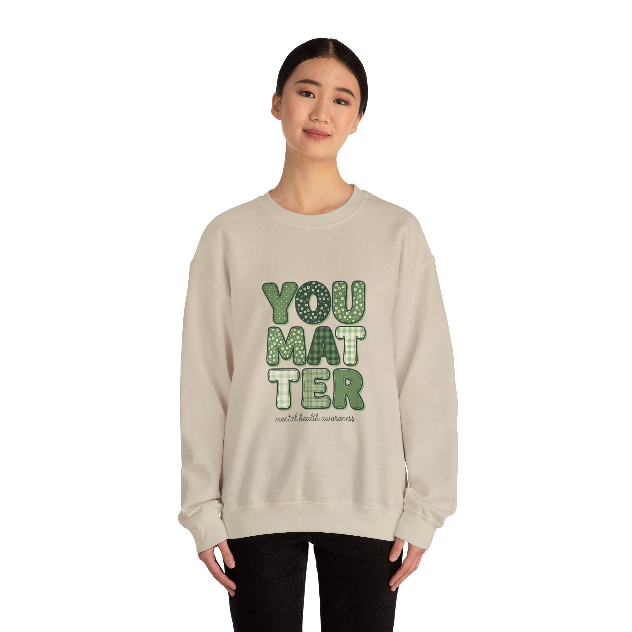 You Matter Sweatshirt | Mental Health Awareness, Green Ribbon Typography