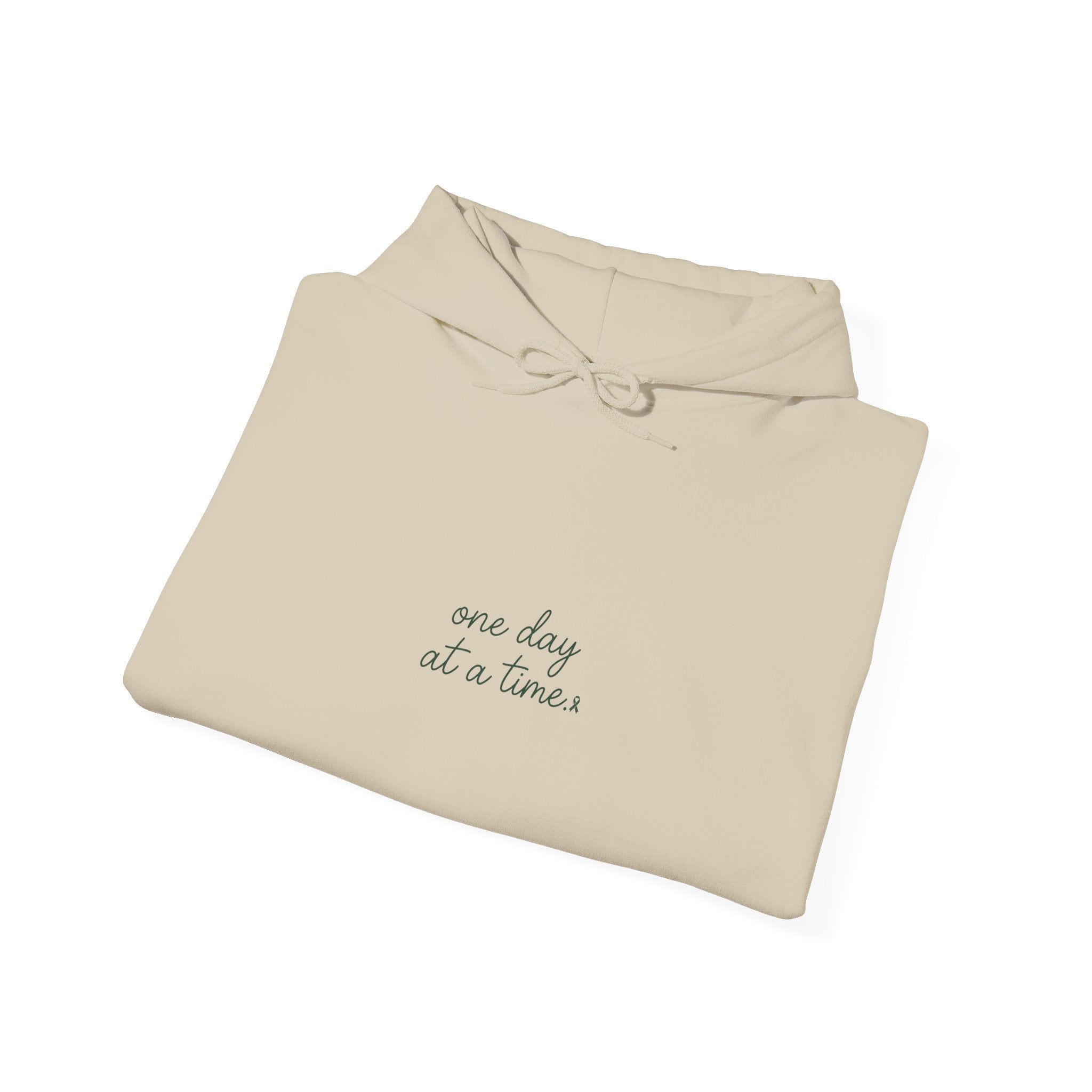 Mental Health Awareness Hoodie – One Day At A Time, Green Ribbon, Unisex Oversized Pullover