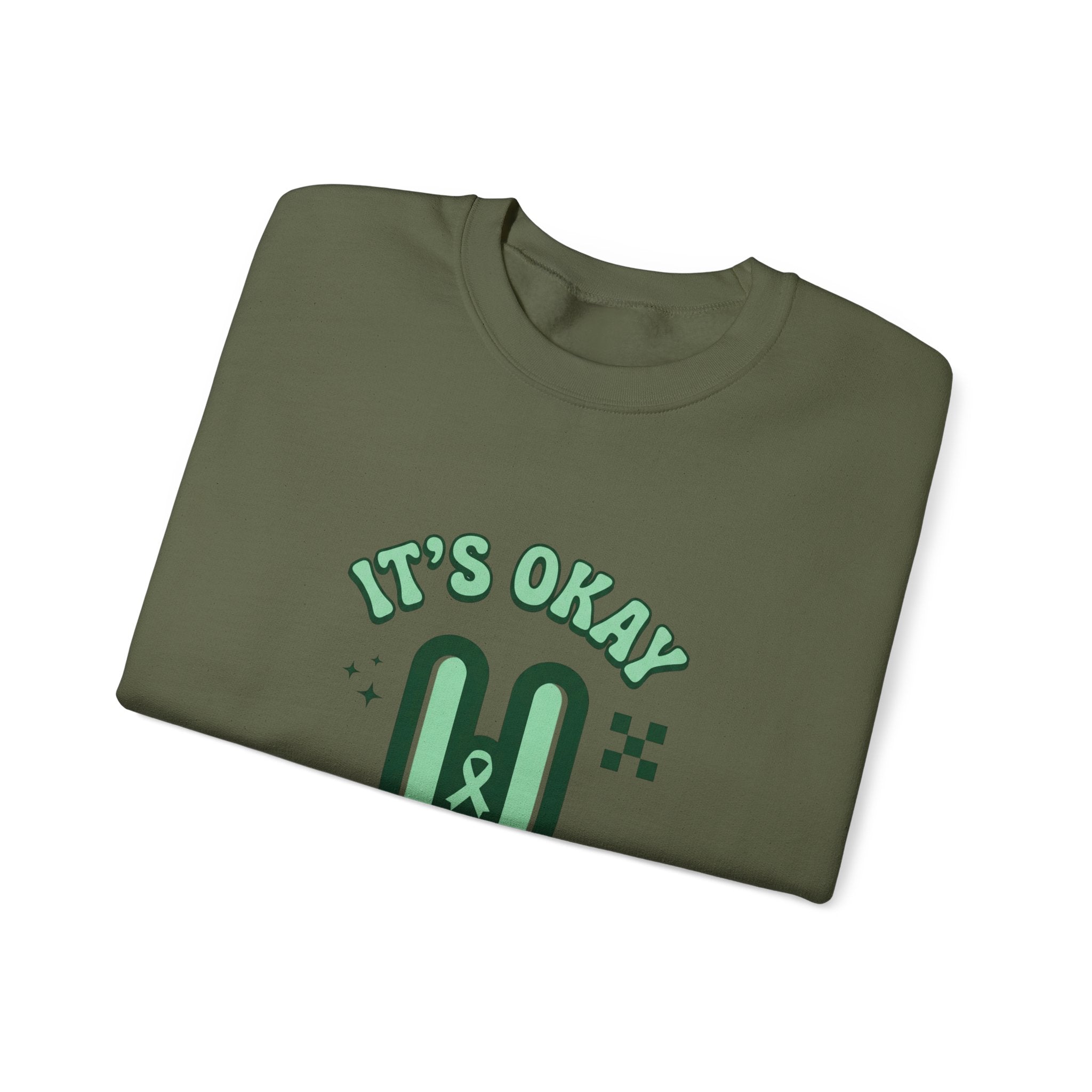 It’s Okay To Pause Sweatshirt | Mental Health Awareness, Green Ribbon