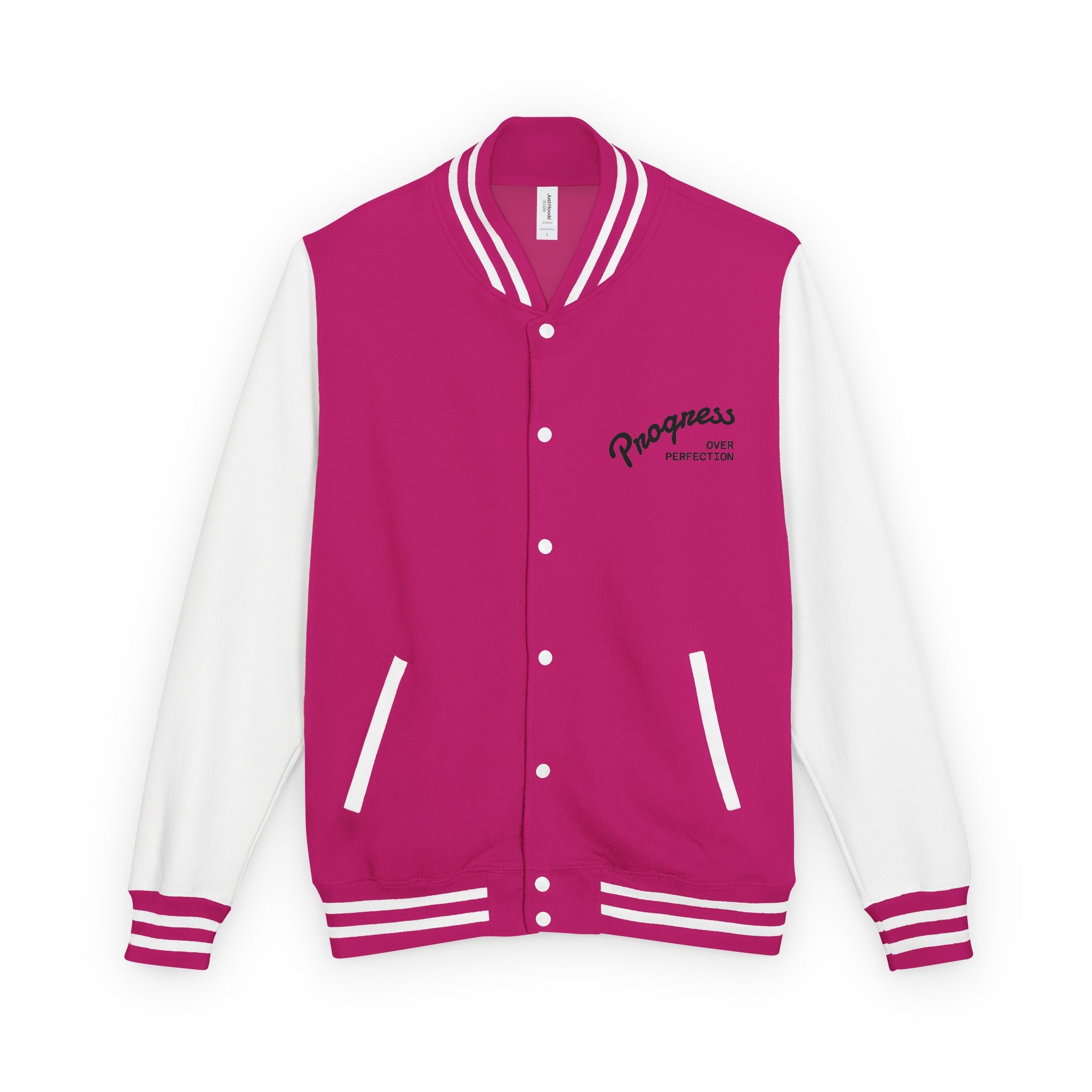 Letterman Jacket — Pink Retro 'Happiness' Varsity Jacket