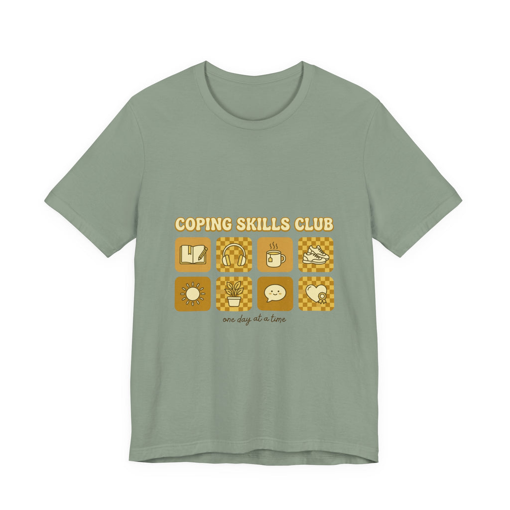 Coping Skills Club Tee | Mental Health Awareness, Retro Green Ribbon
