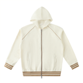 Striped Trim Zip-Up Hoodie